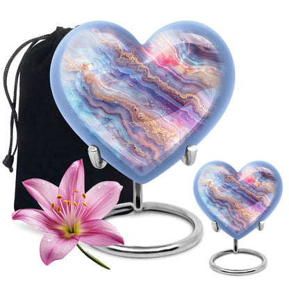 Abstract 10-inch heart-shaped memorial urn for male adults
