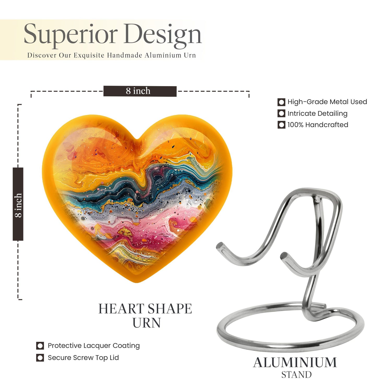 Abstract Heart-shaped Urn made of aluminium