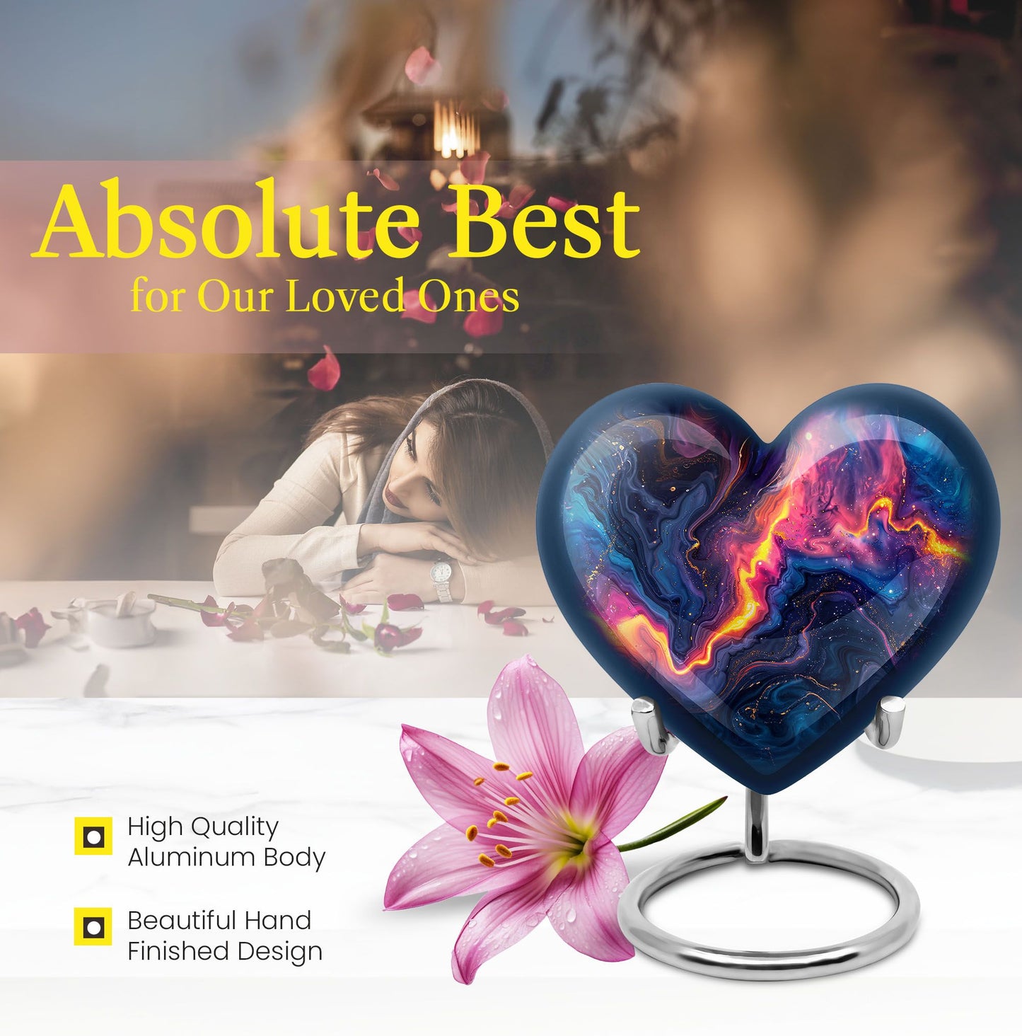 Abstract Heart-shaped 10-inch Memorial Urn