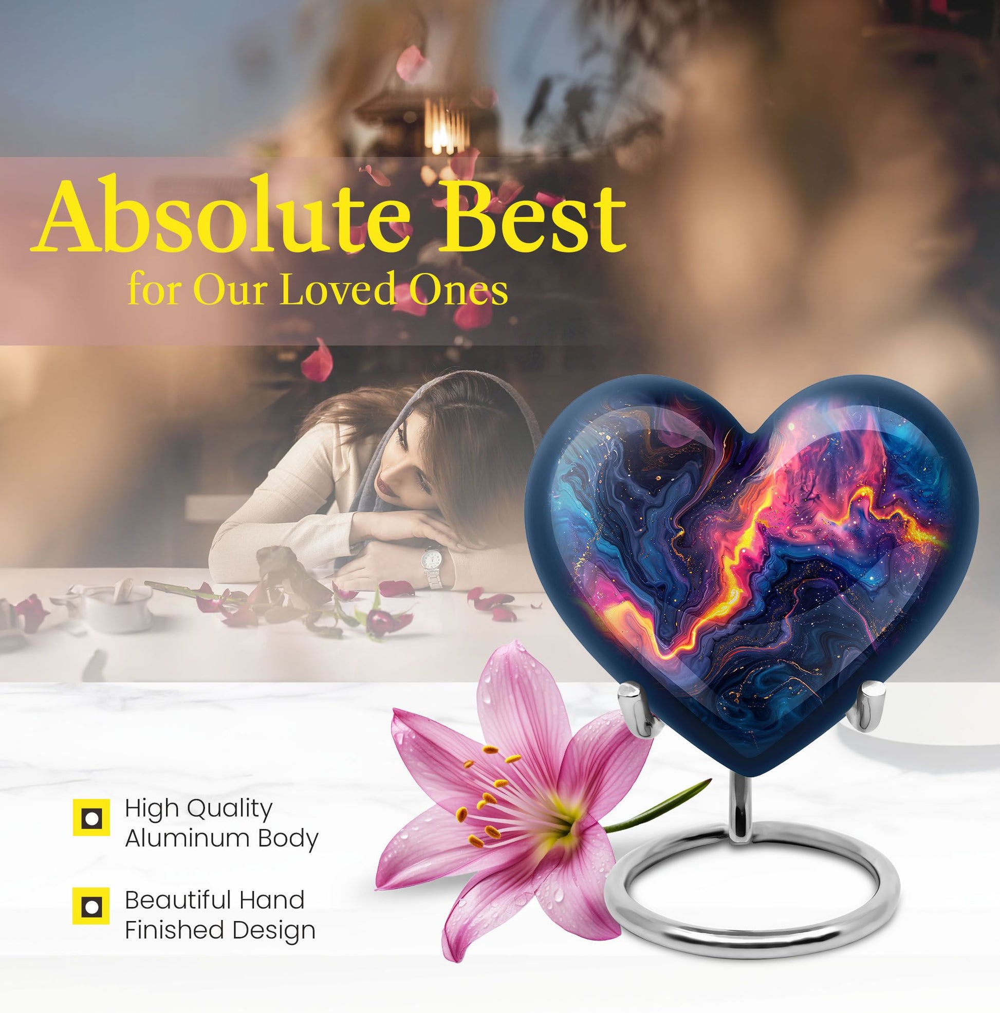 Abstract Heart-shaped 10-inch Memorial Urn
