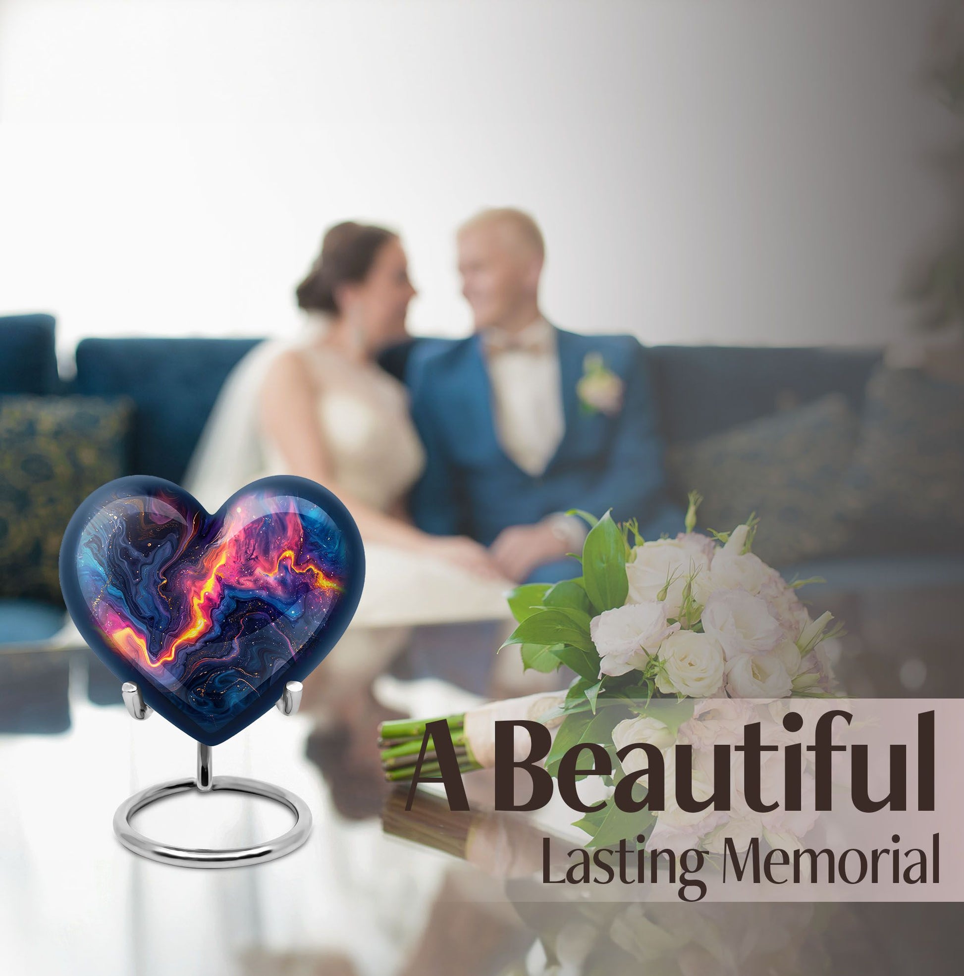 Abstract Heart-shaped 10-inch Memorial Urn