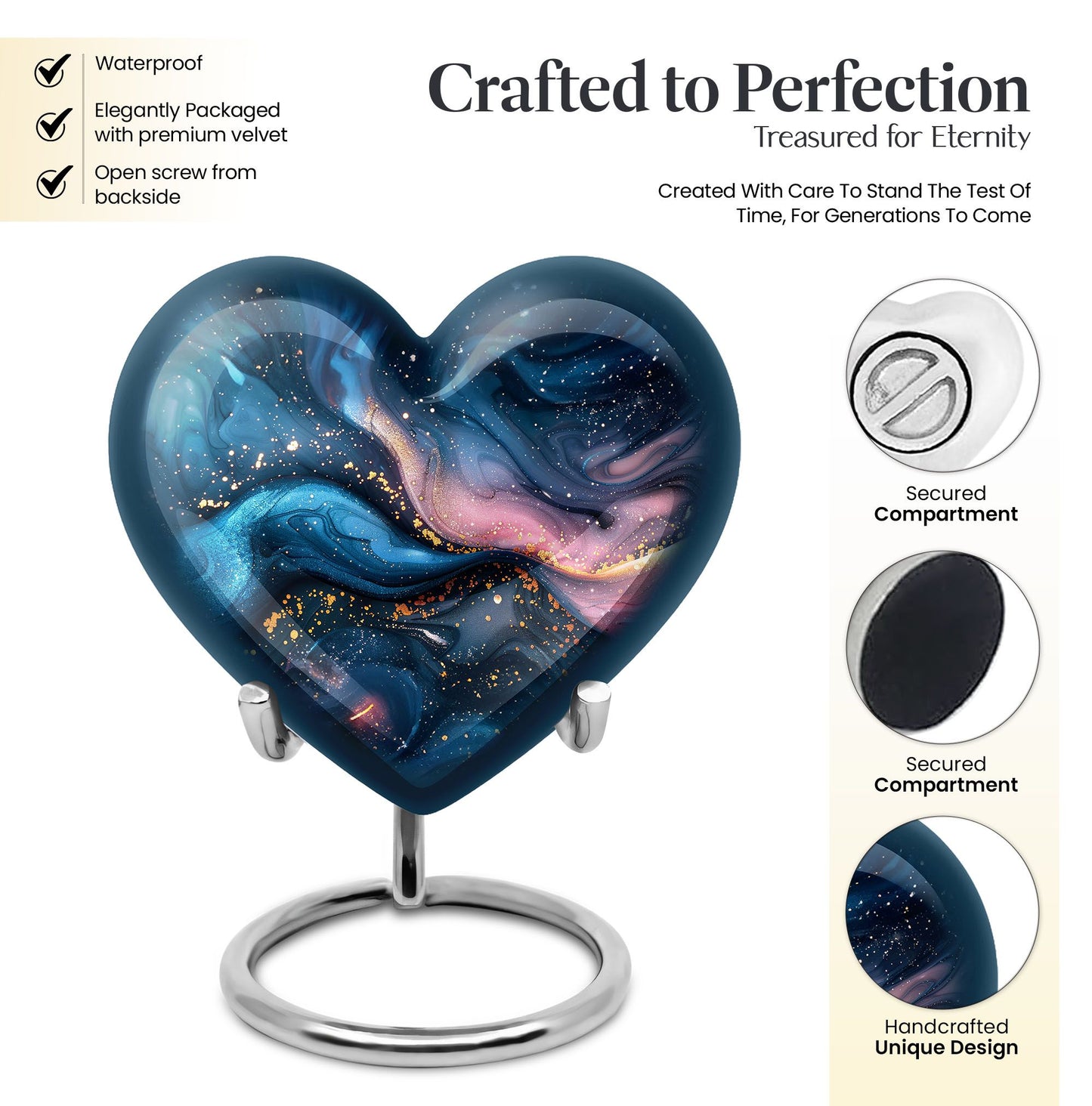 Abstract heart-shaped urn for human ashes