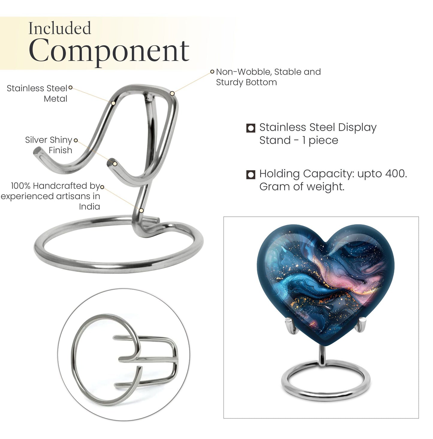 Abstract heart-shaped urn for human ashes