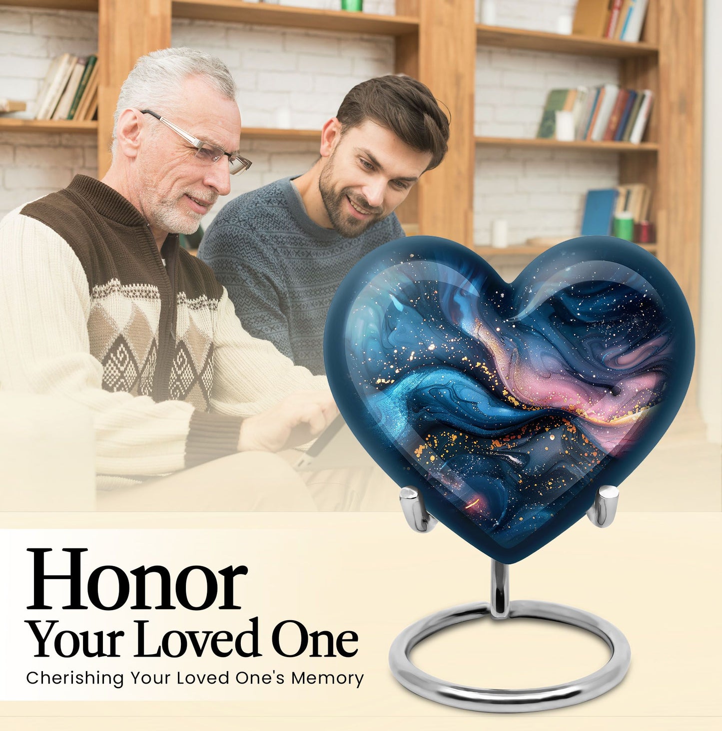 Abstract heart-shaped urn for human ashes