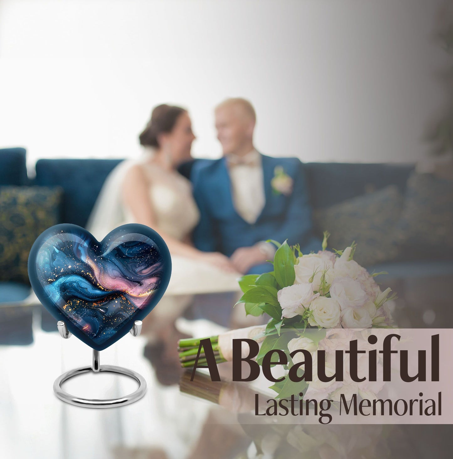 Abstract heart-shaped urn for human ashes