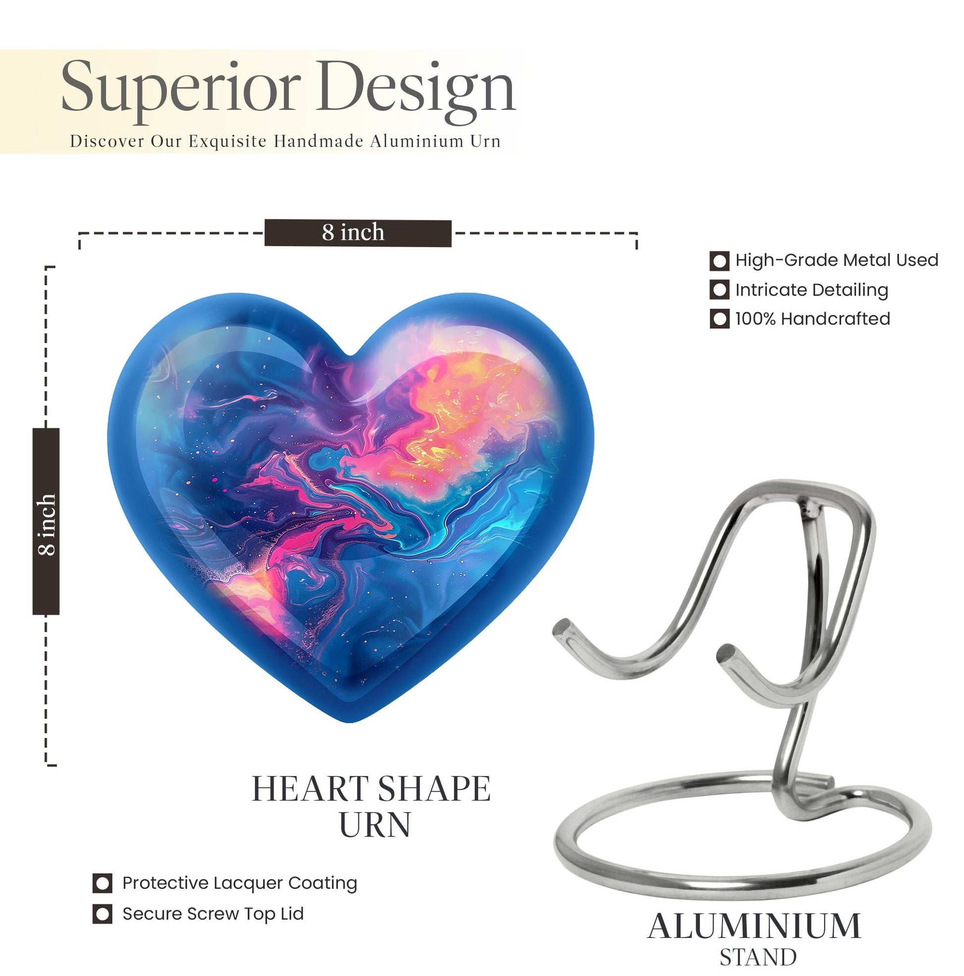 Abstract 10-inch heart-shaped urn