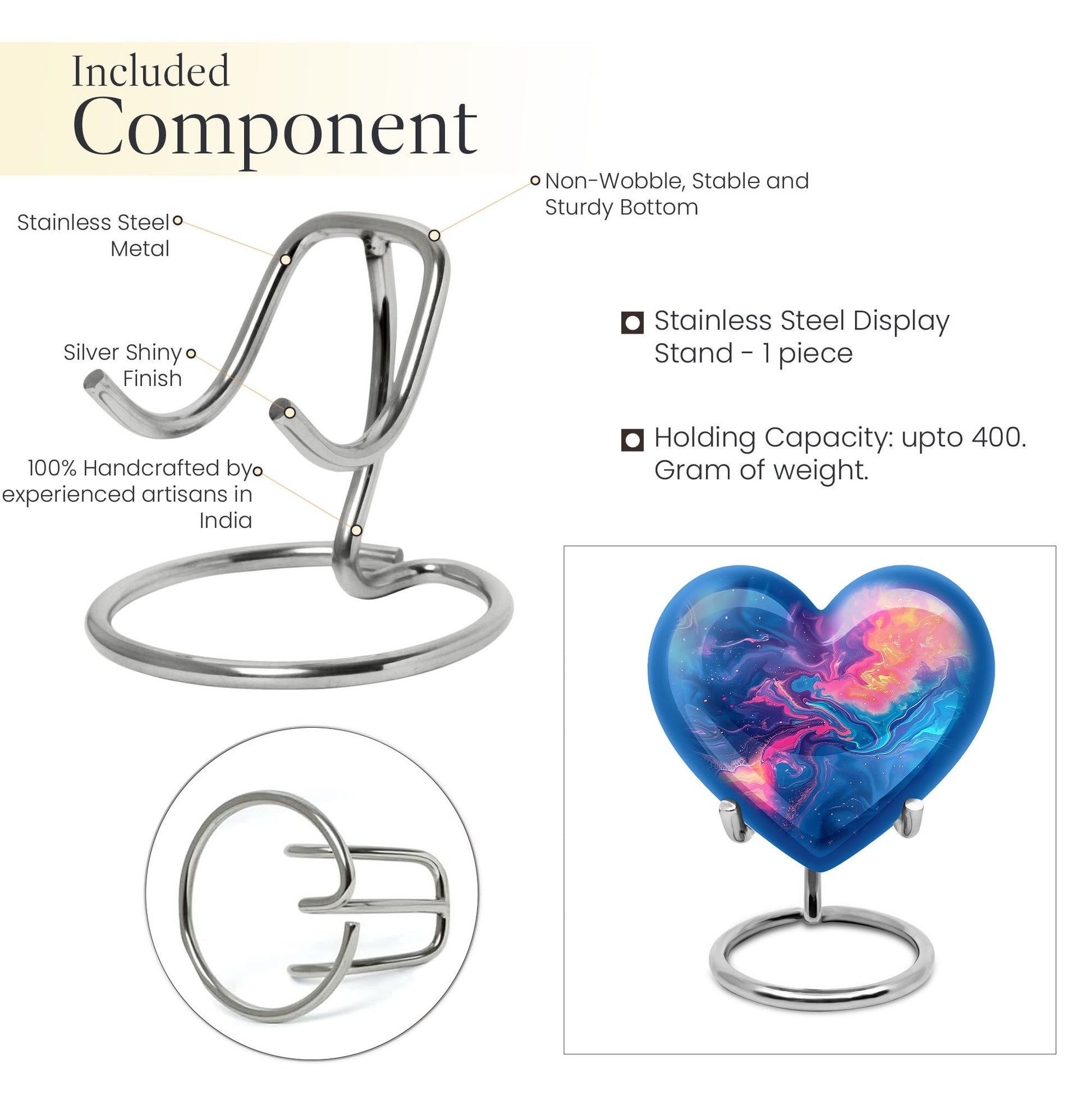 Abstract 10-inch heart-shaped urn