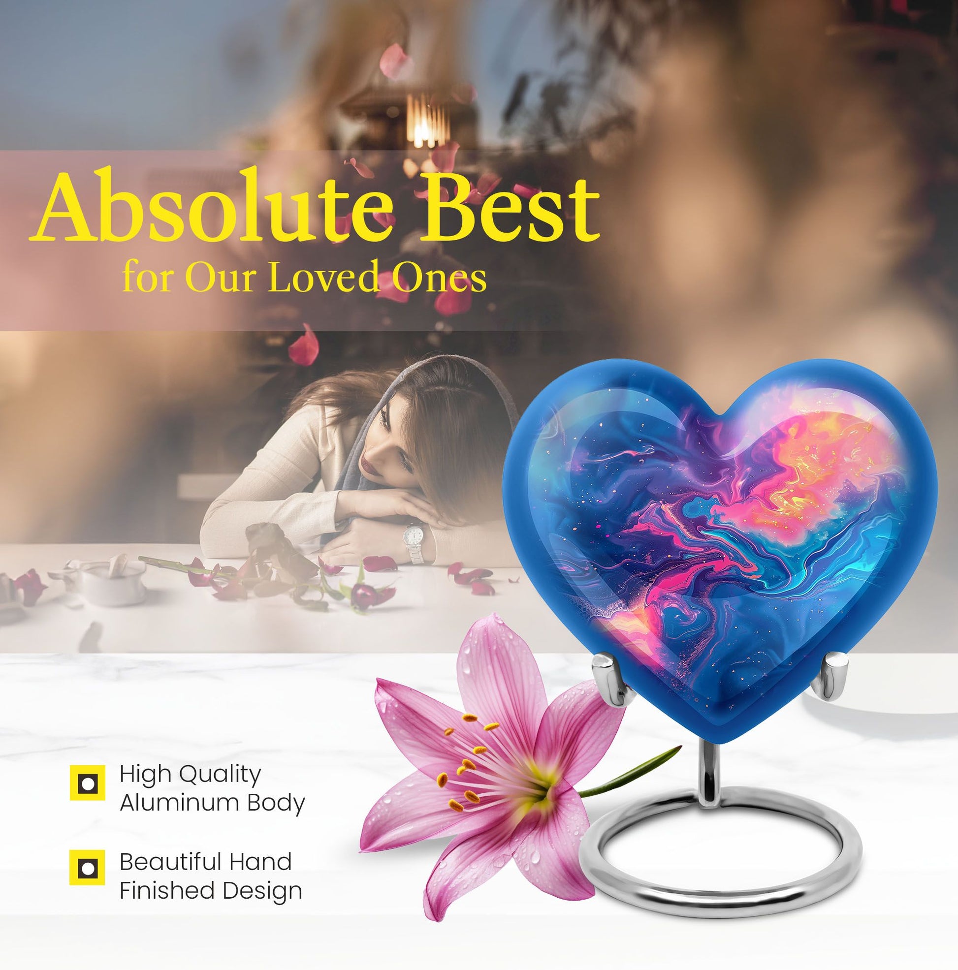 Abstract 10-inch heart-shaped urn