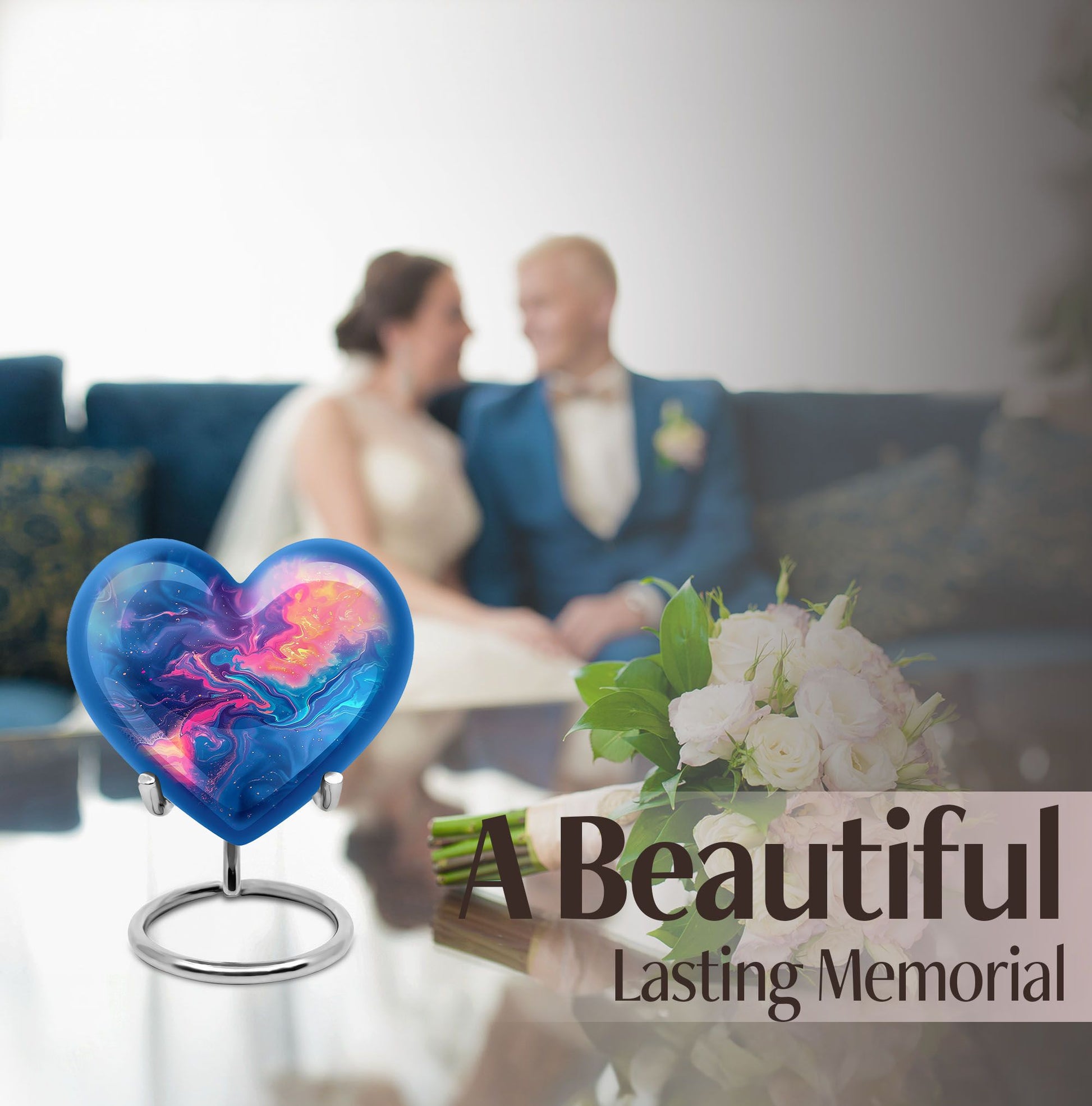 Abstract 10-inch heart-shaped urn