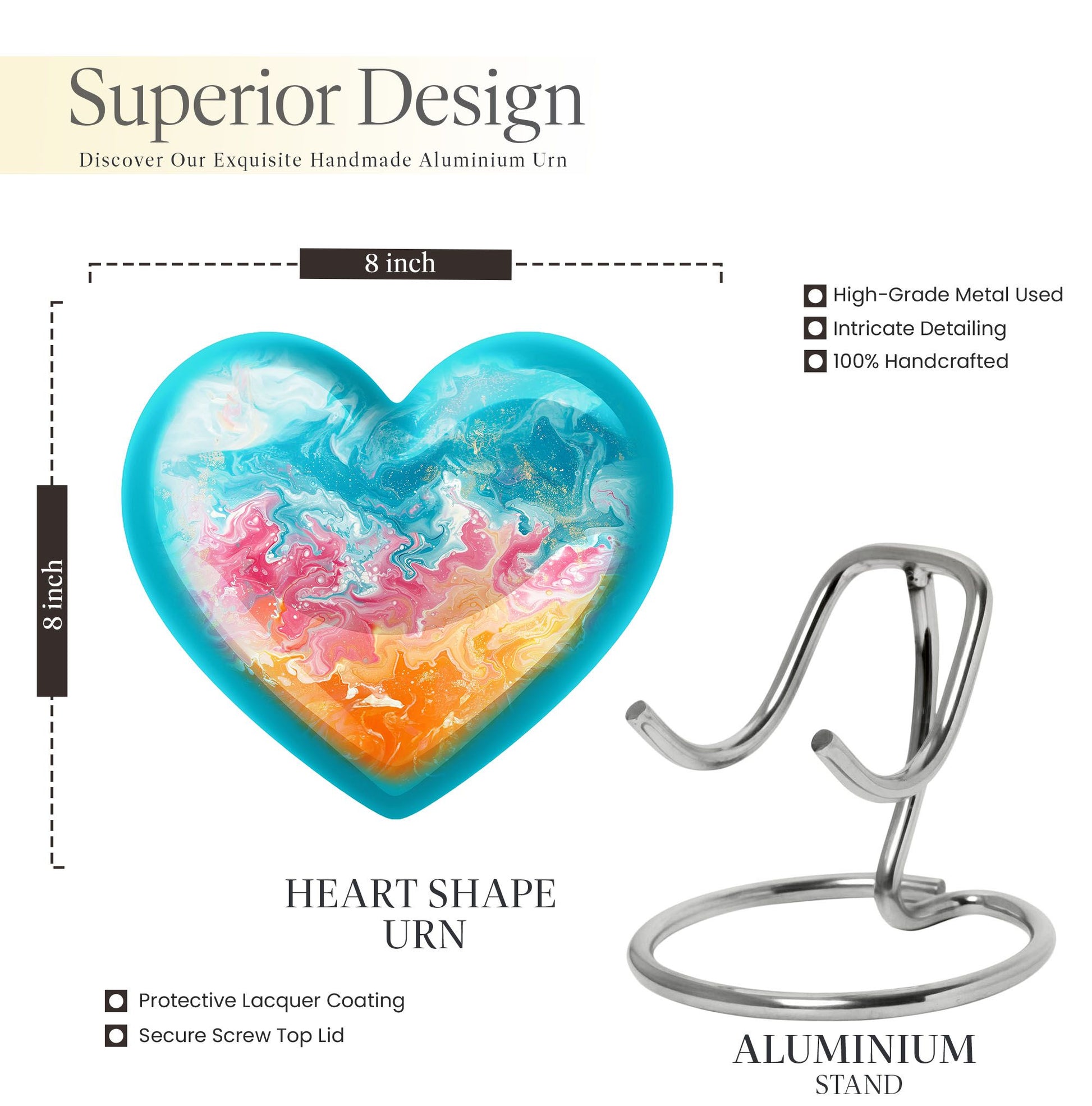 10-inch heart-shaped, abstract design