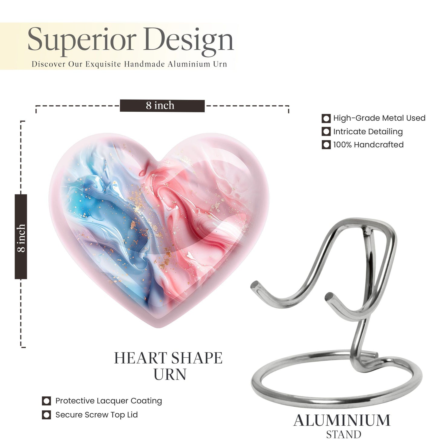 10-inch abstract heart urn for ashes