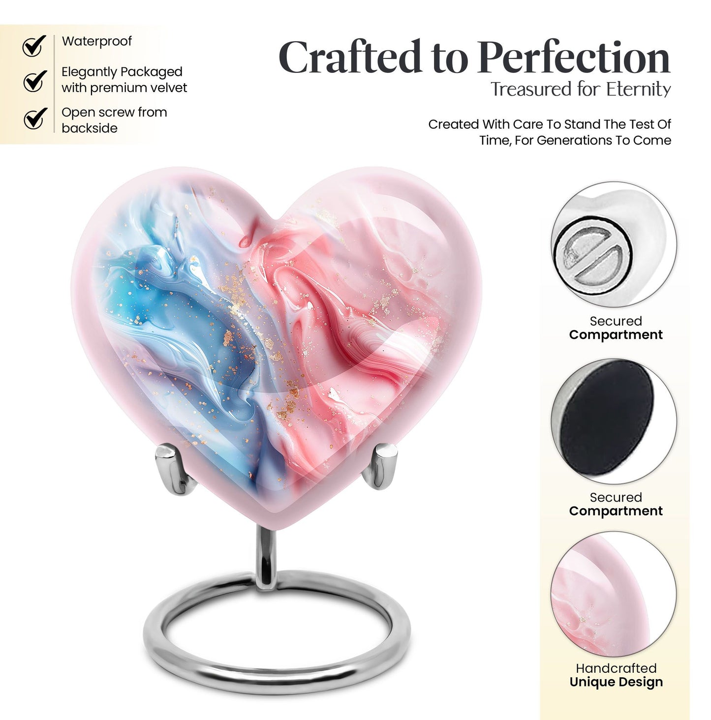 10-inch abstract heart urn for ashes