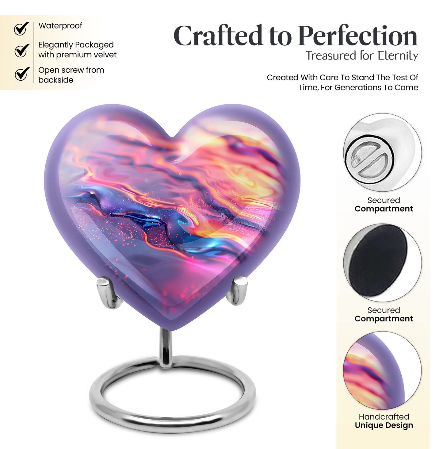 Large 10-inch Abstract Heart Urn