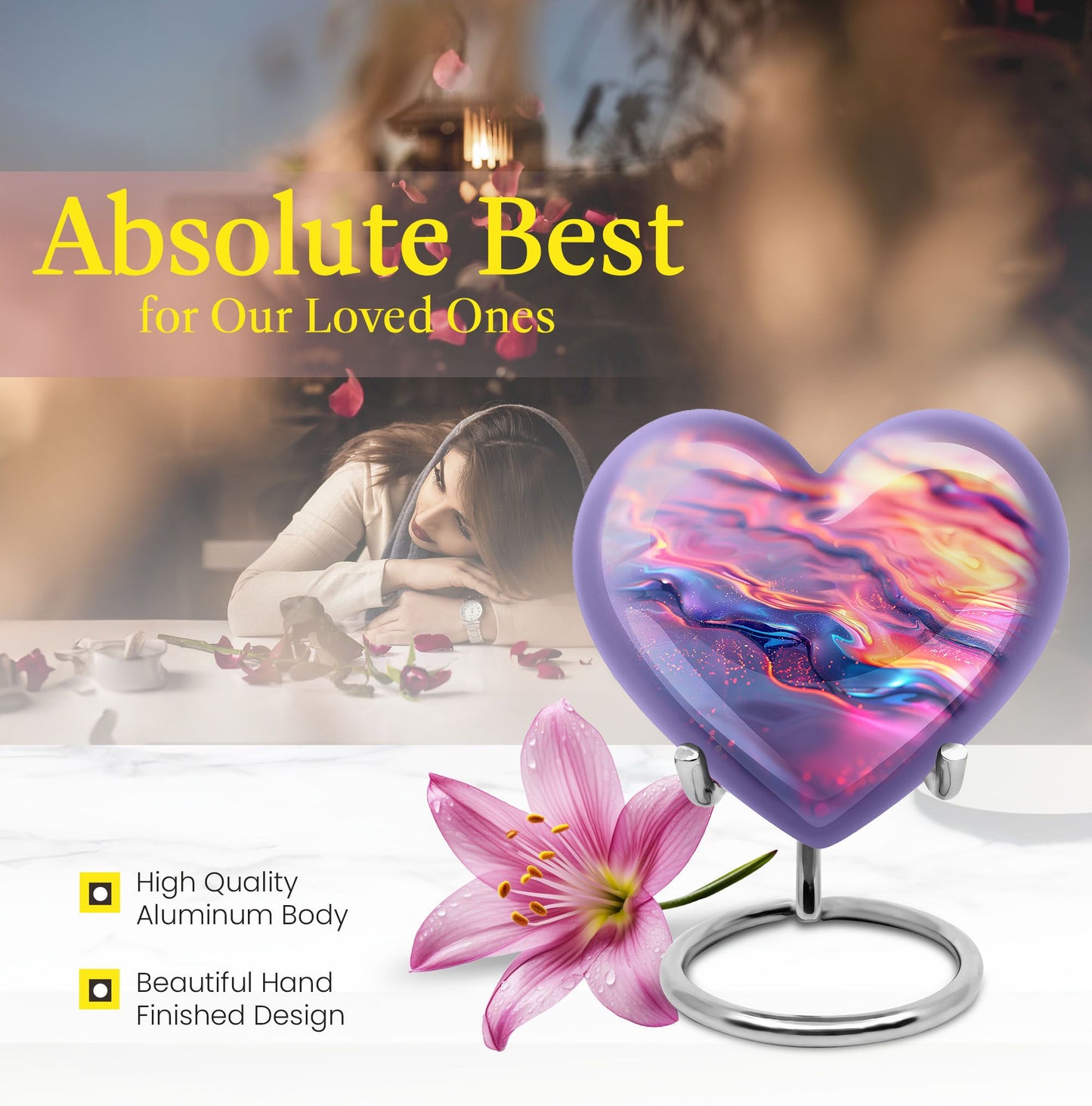 Large 10-inch Abstract Heart Urn