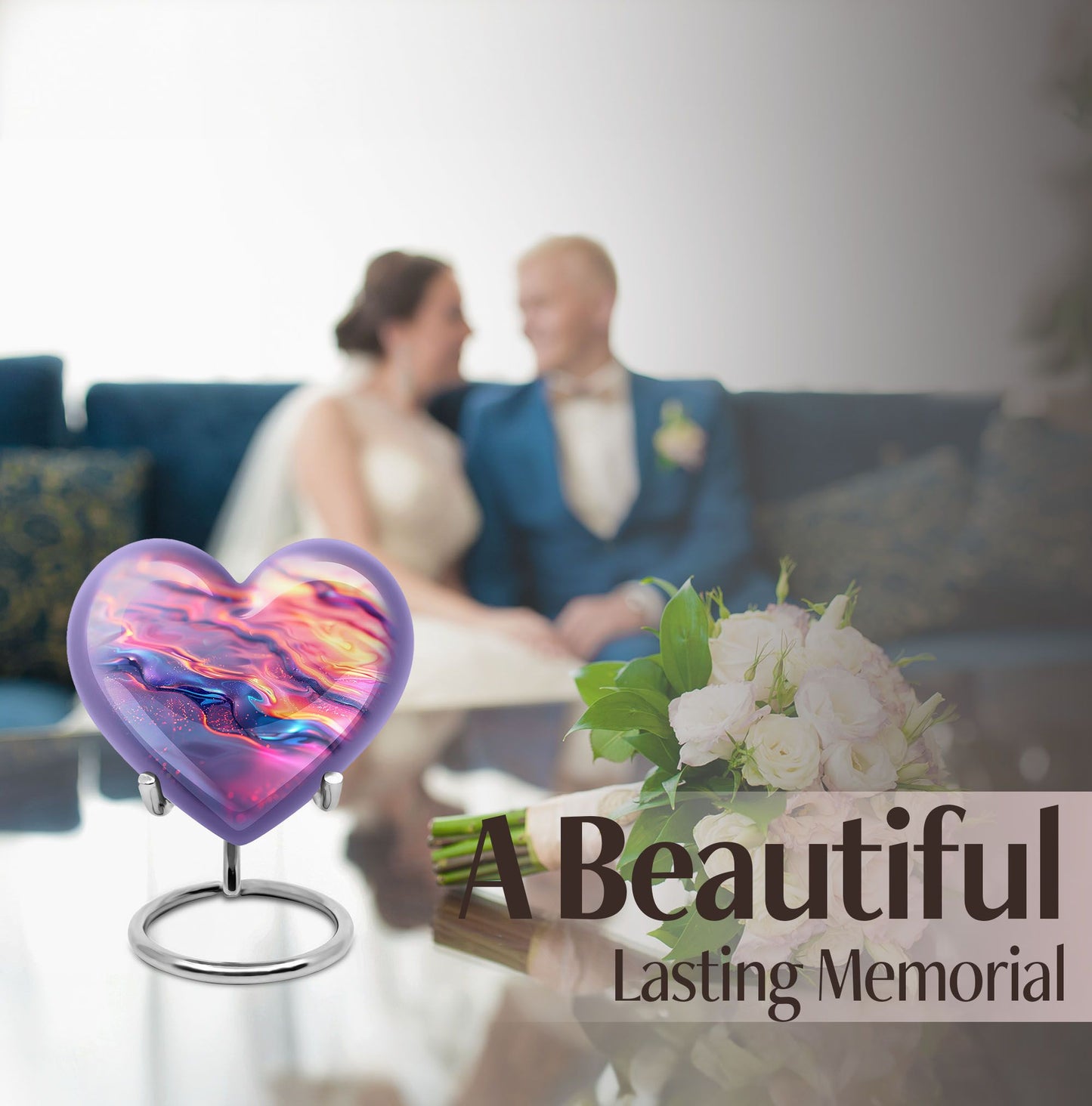 Large 10-inch Abstract Heart Urn