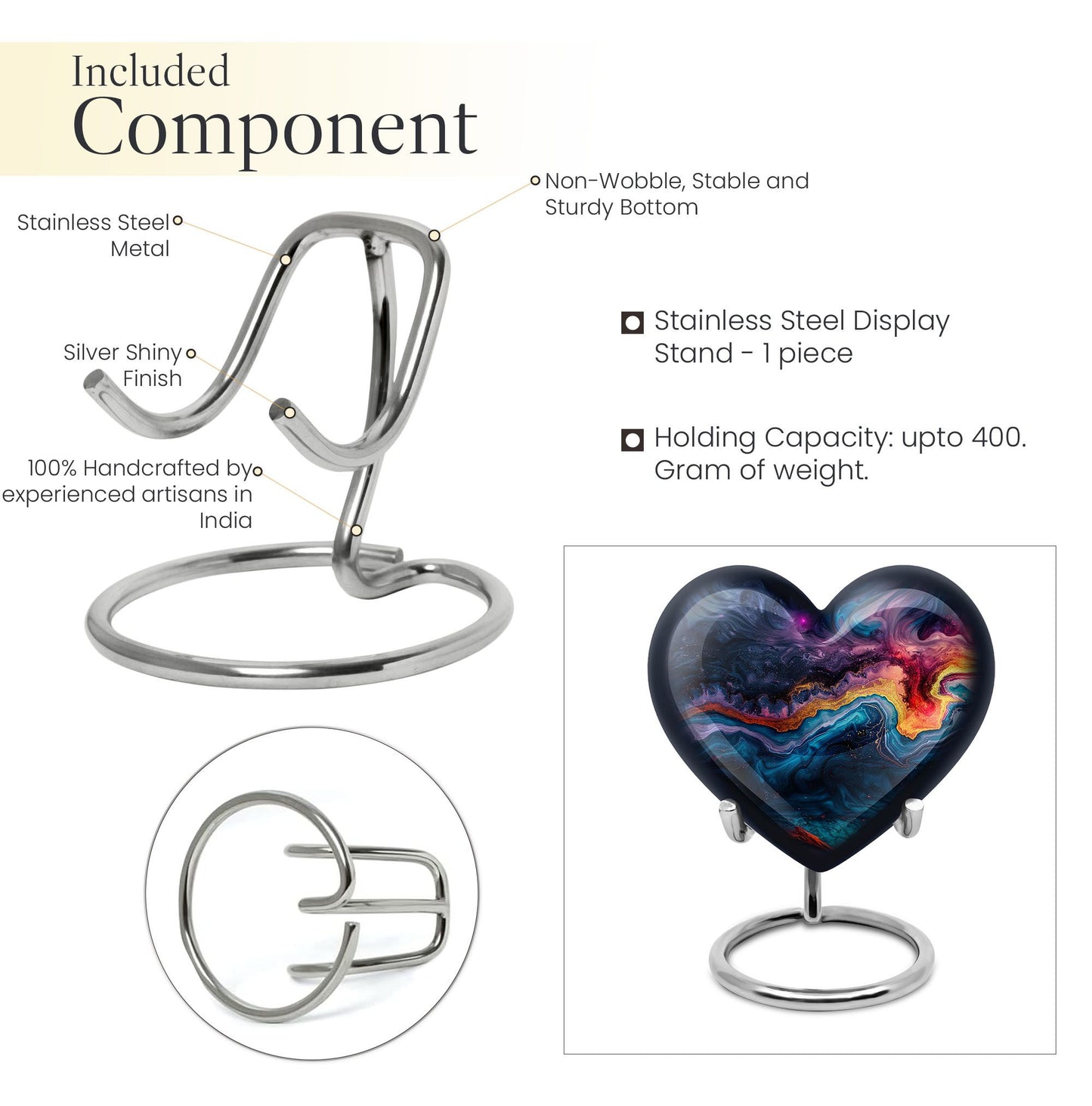 Abstract heart-shaped memorial urn for adult ashes