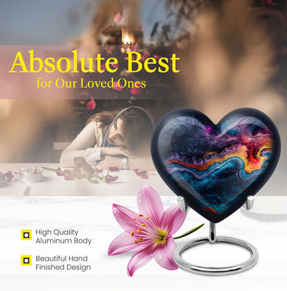 Abstract heart-shaped memorial urn for adult ashes