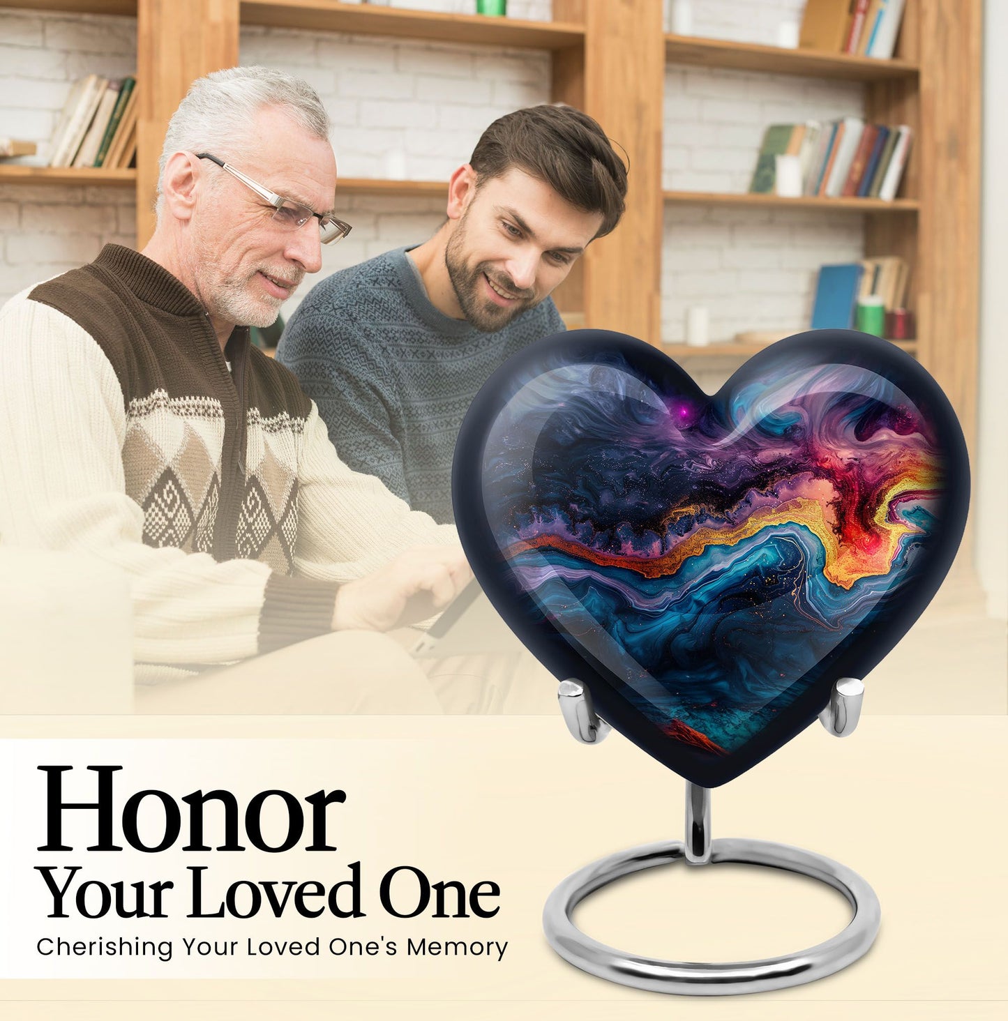 Abstract heart-shaped memorial urn for adult ashes