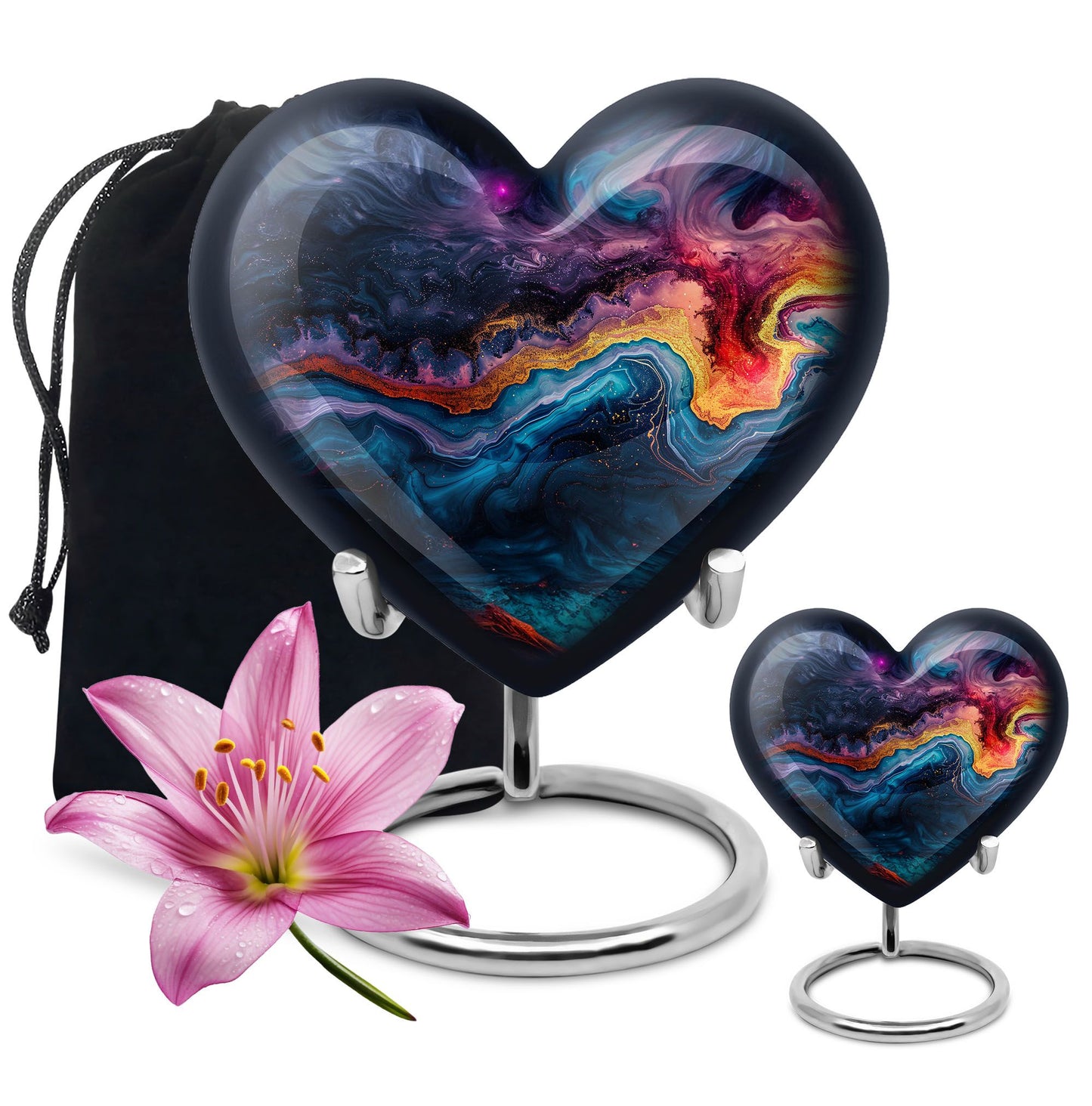 Abstract heart-shaped memorial urn for adult ashes