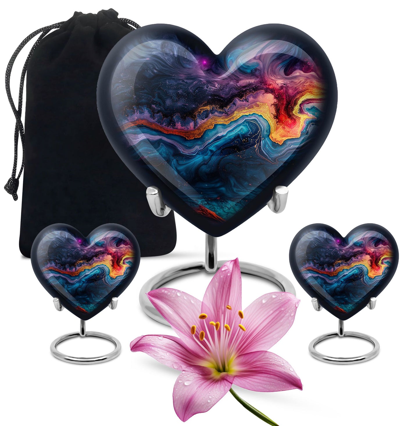 Abstract heart-shaped memorial urn for adult ashes