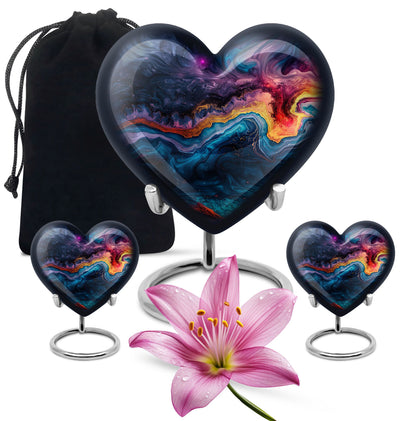Abstract heart-shaped memorial urn for adult ashes