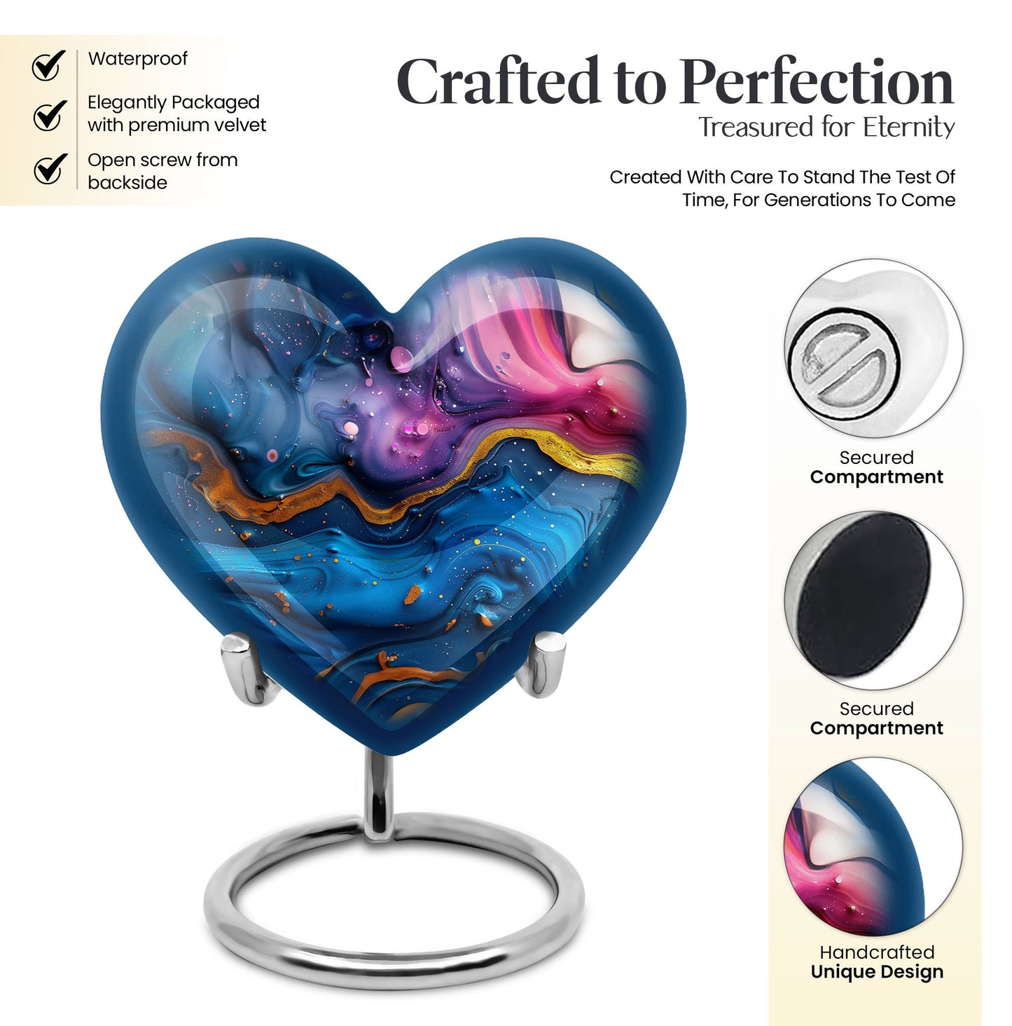 abstract heart design cremation urn for men