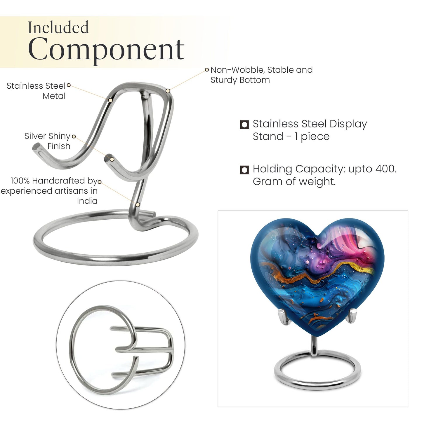 abstract heart design cremation urn for men