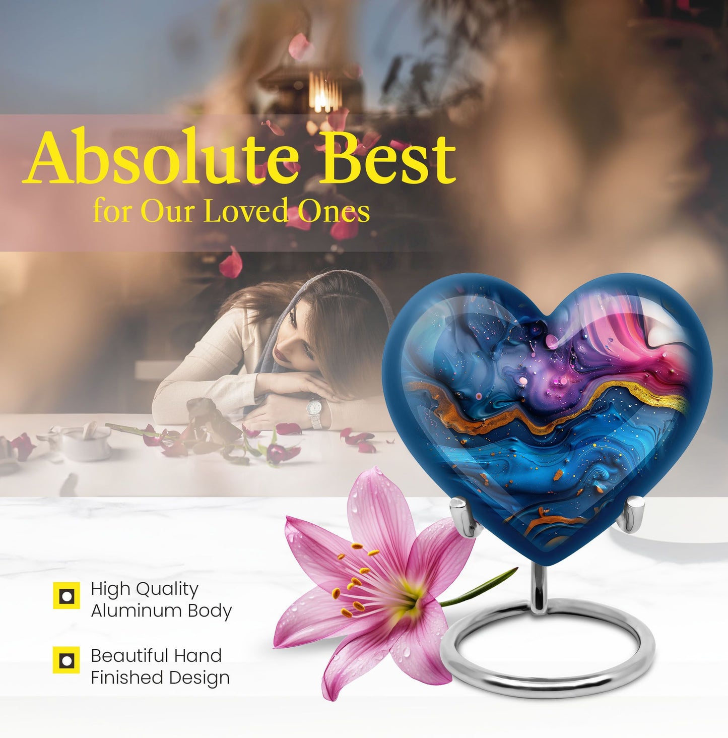 abstract heart design cremation urn for men