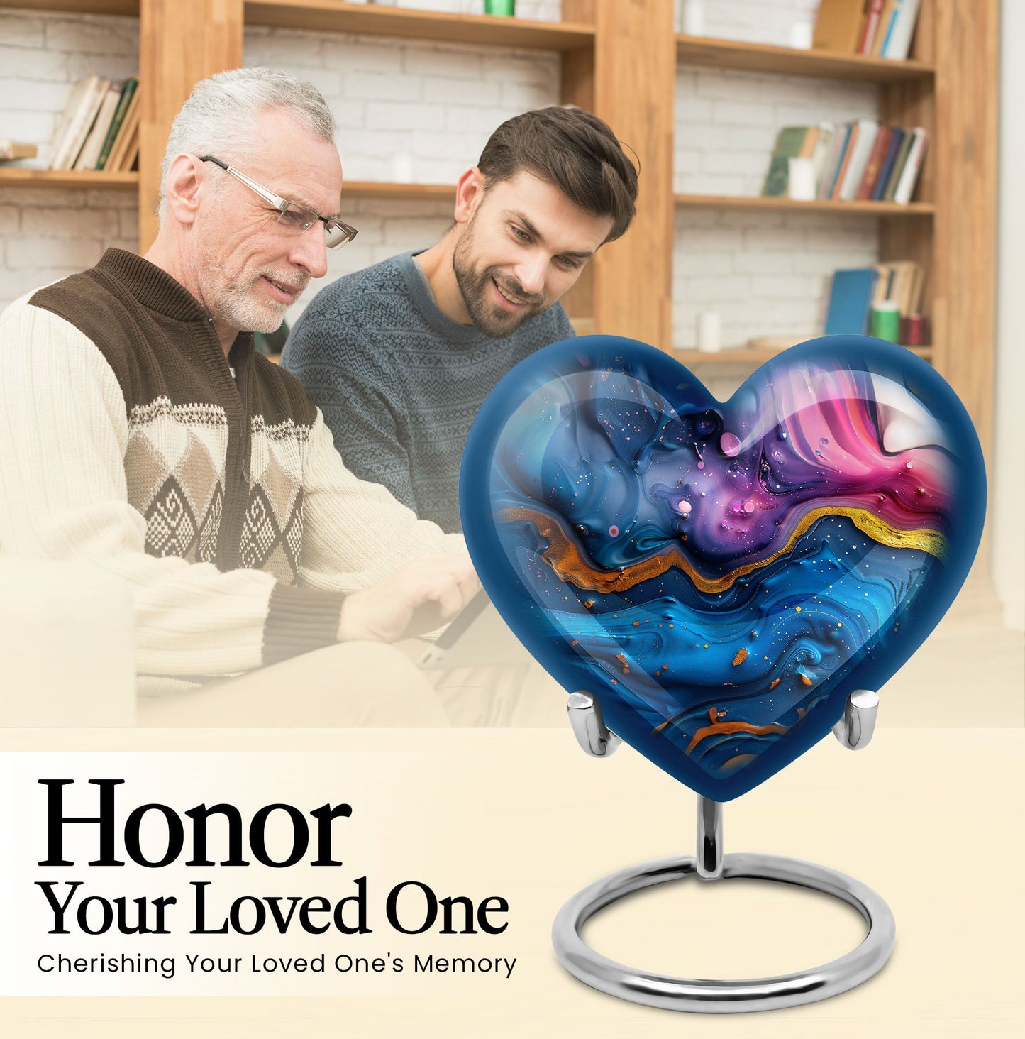 abstract heart design cremation urn for men