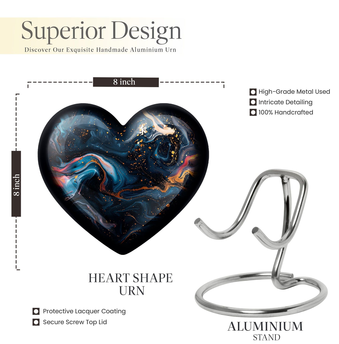 10-inch Abstract Heart Urn