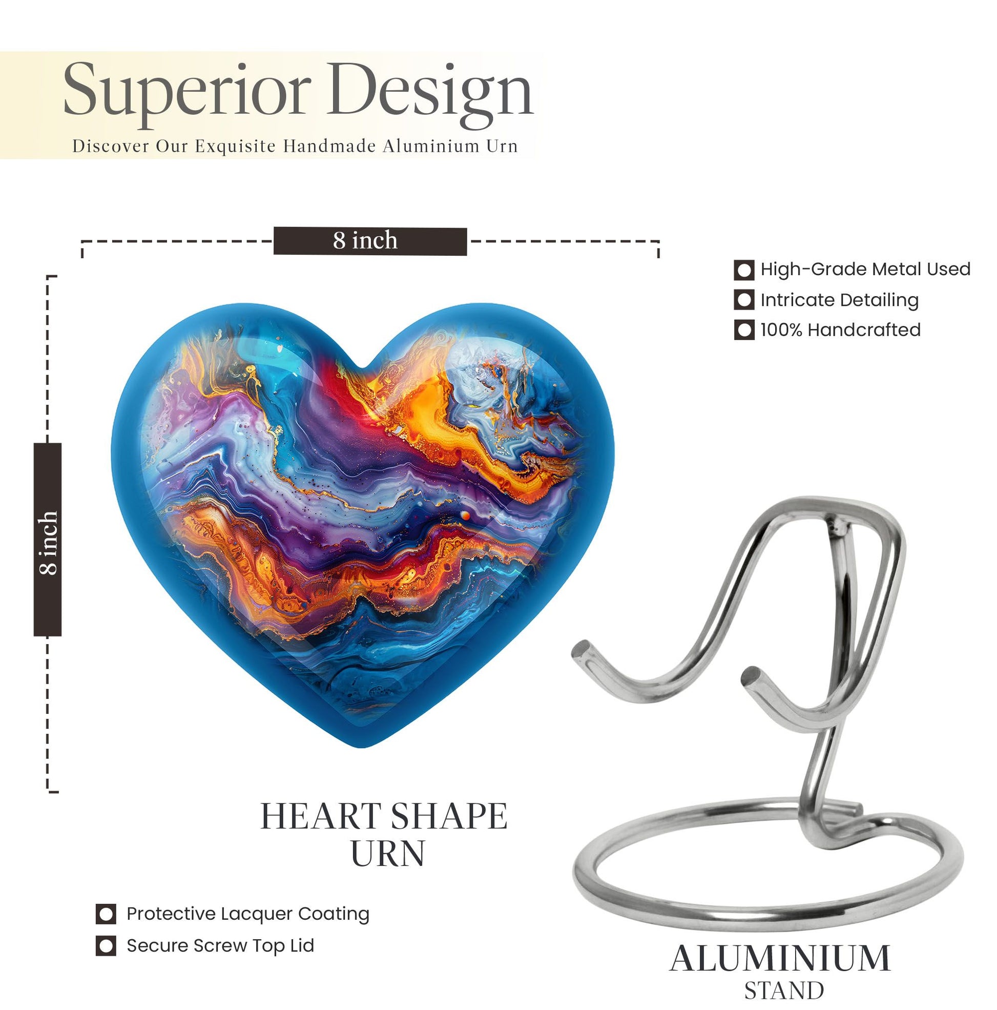 abstract heart urn for adult male ashes