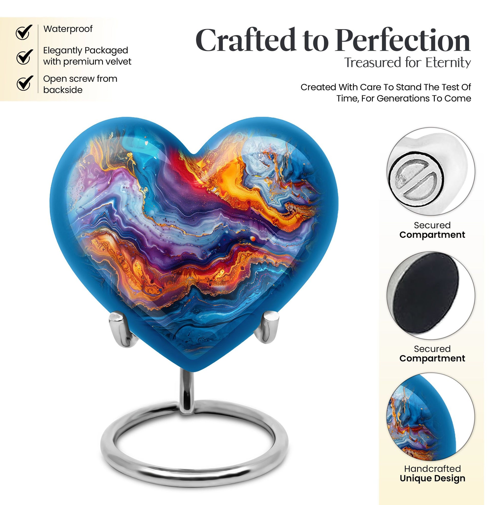 abstract heart urn for adult male ashes