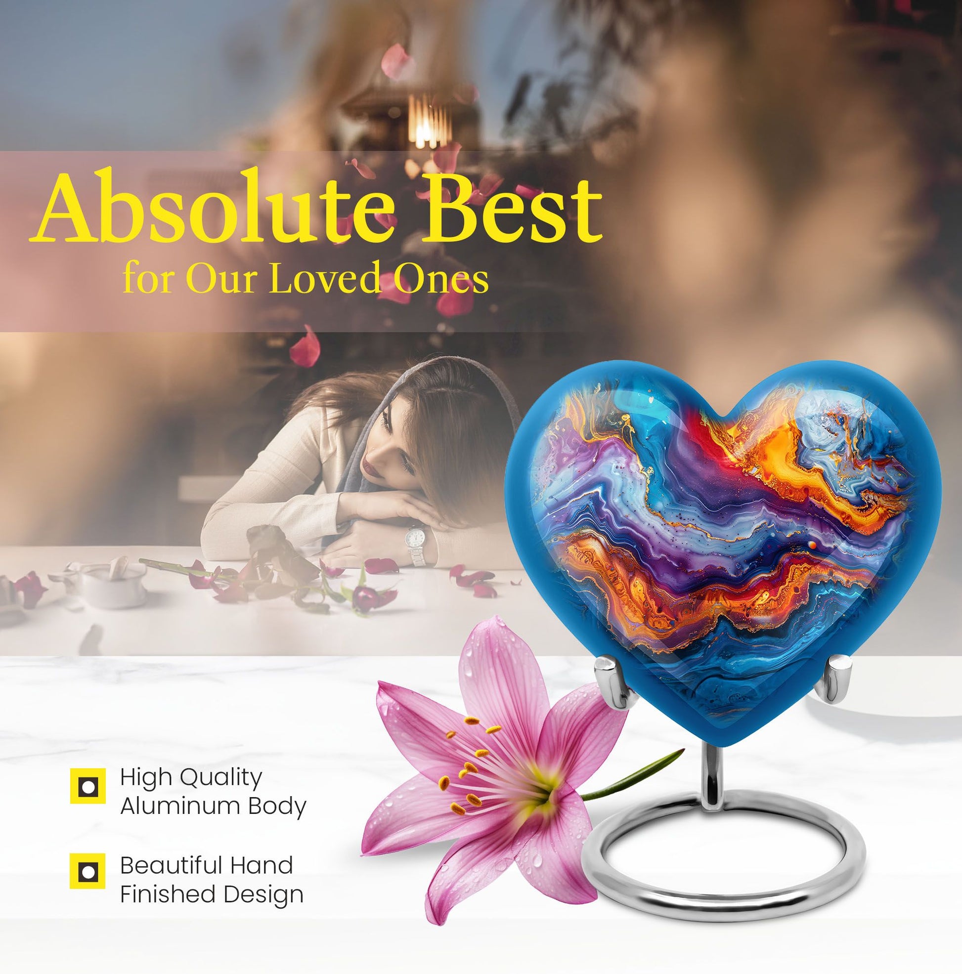 abstract heart urn for adult male ashes