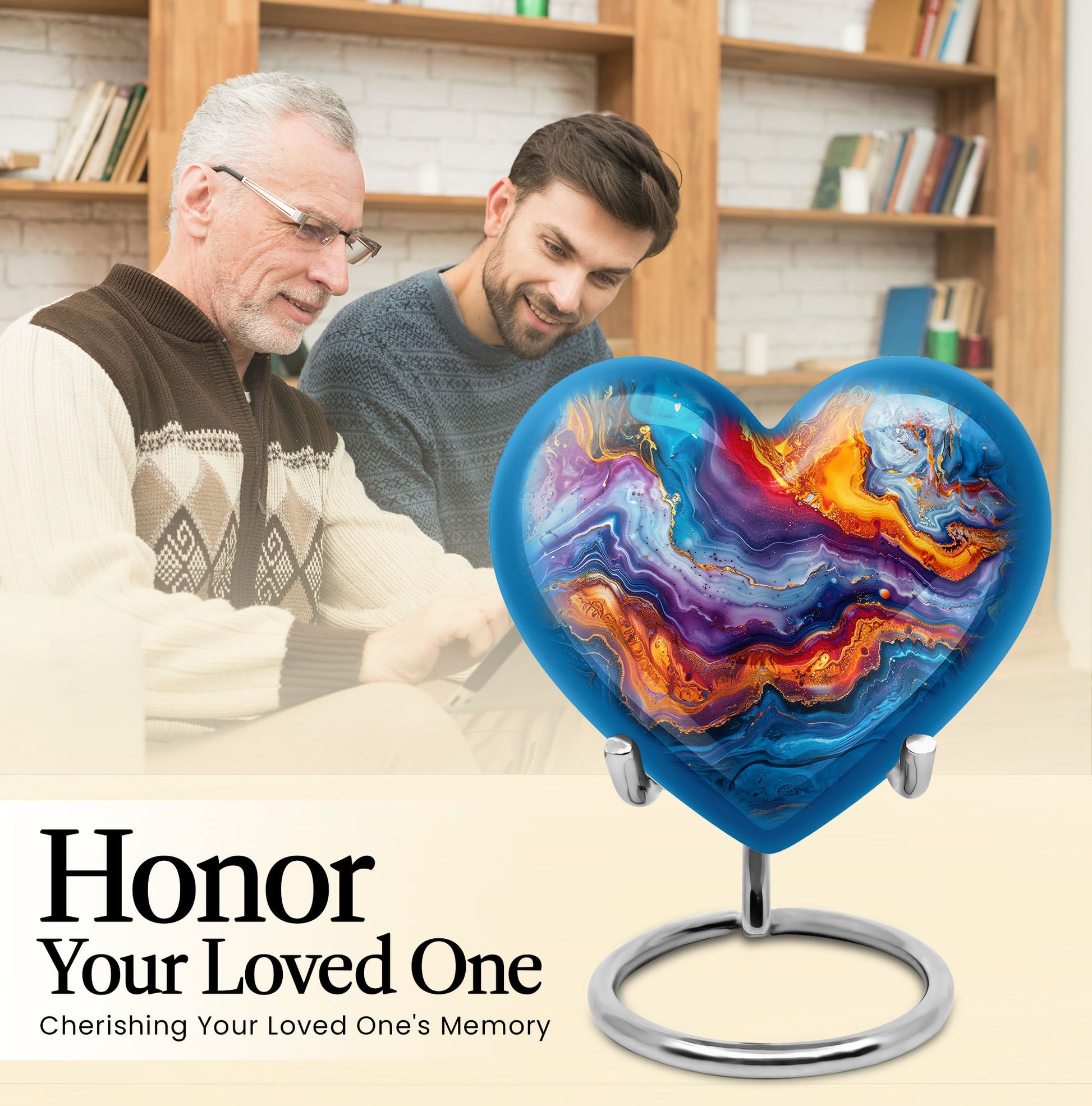 abstract heart urn for adult male ashes