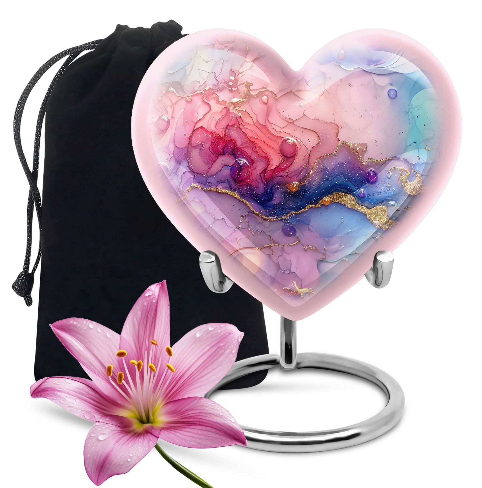 Watercolor Swirl Abstract Cremation Urn for Ashes - Pink Urn For Mom