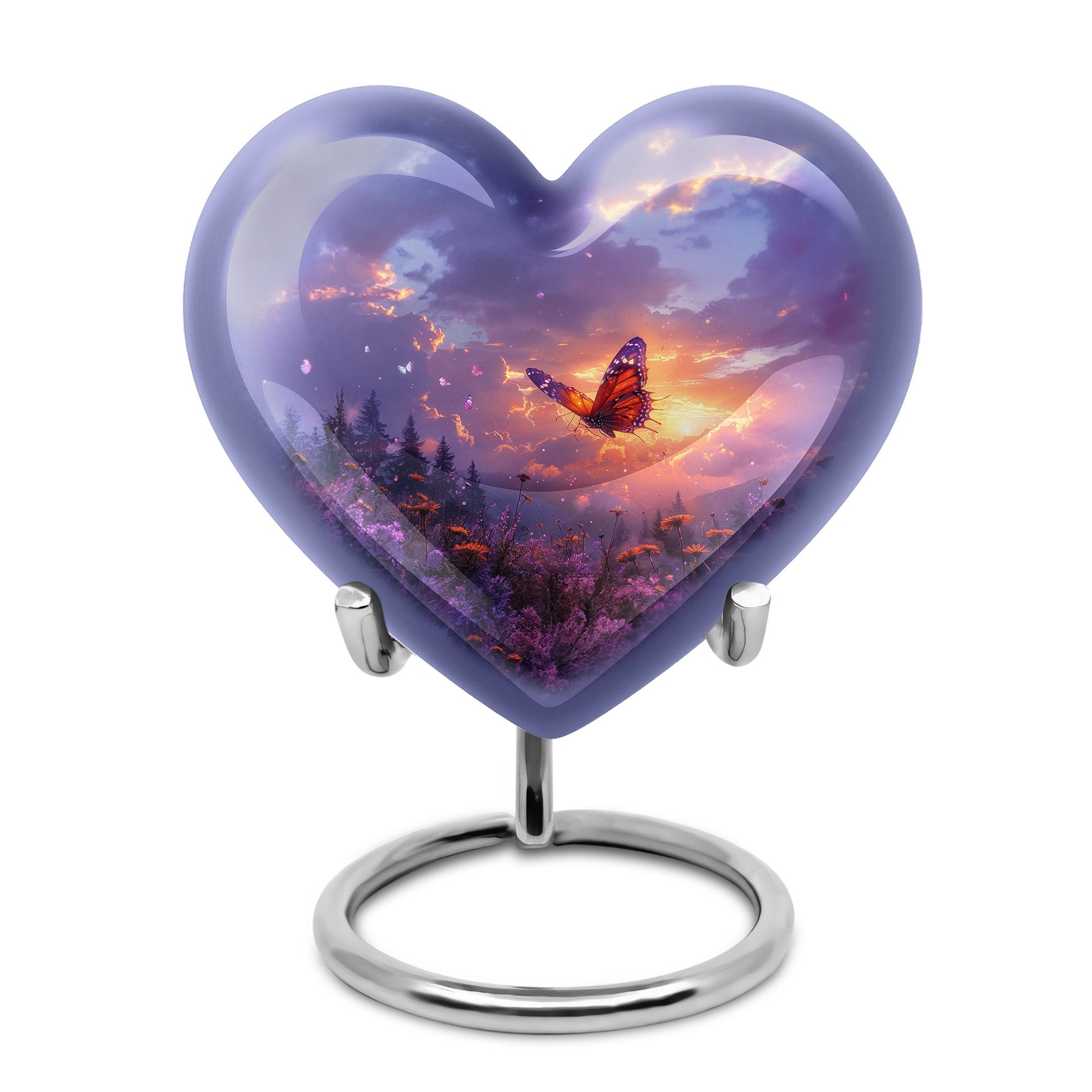 Monarch Butterfly Cremation Urn For Ashes - Purple Urns For Funeral