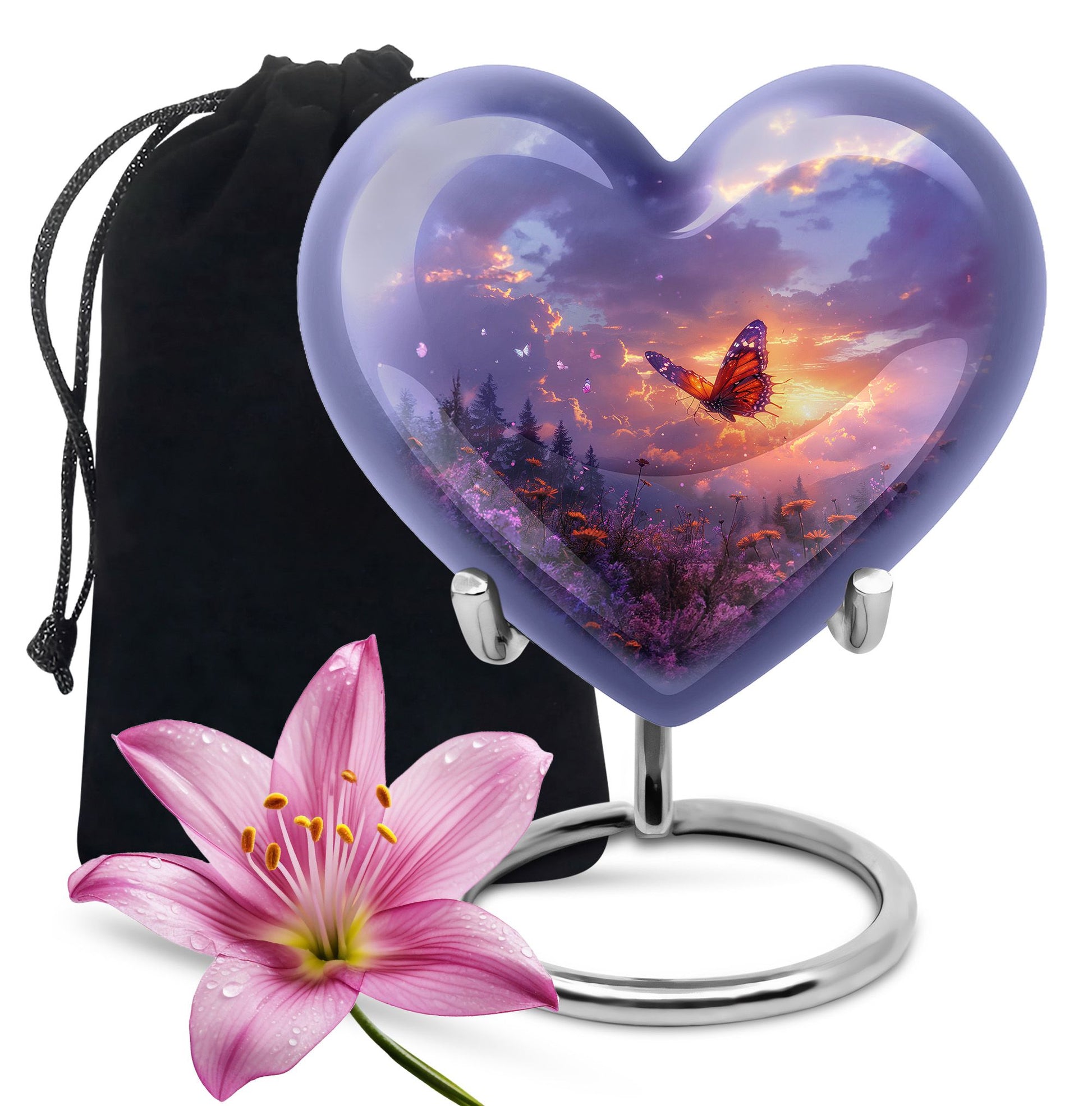 Monarch Butterfly Cremation Urn For Ashes - Purple Urns For Funeral