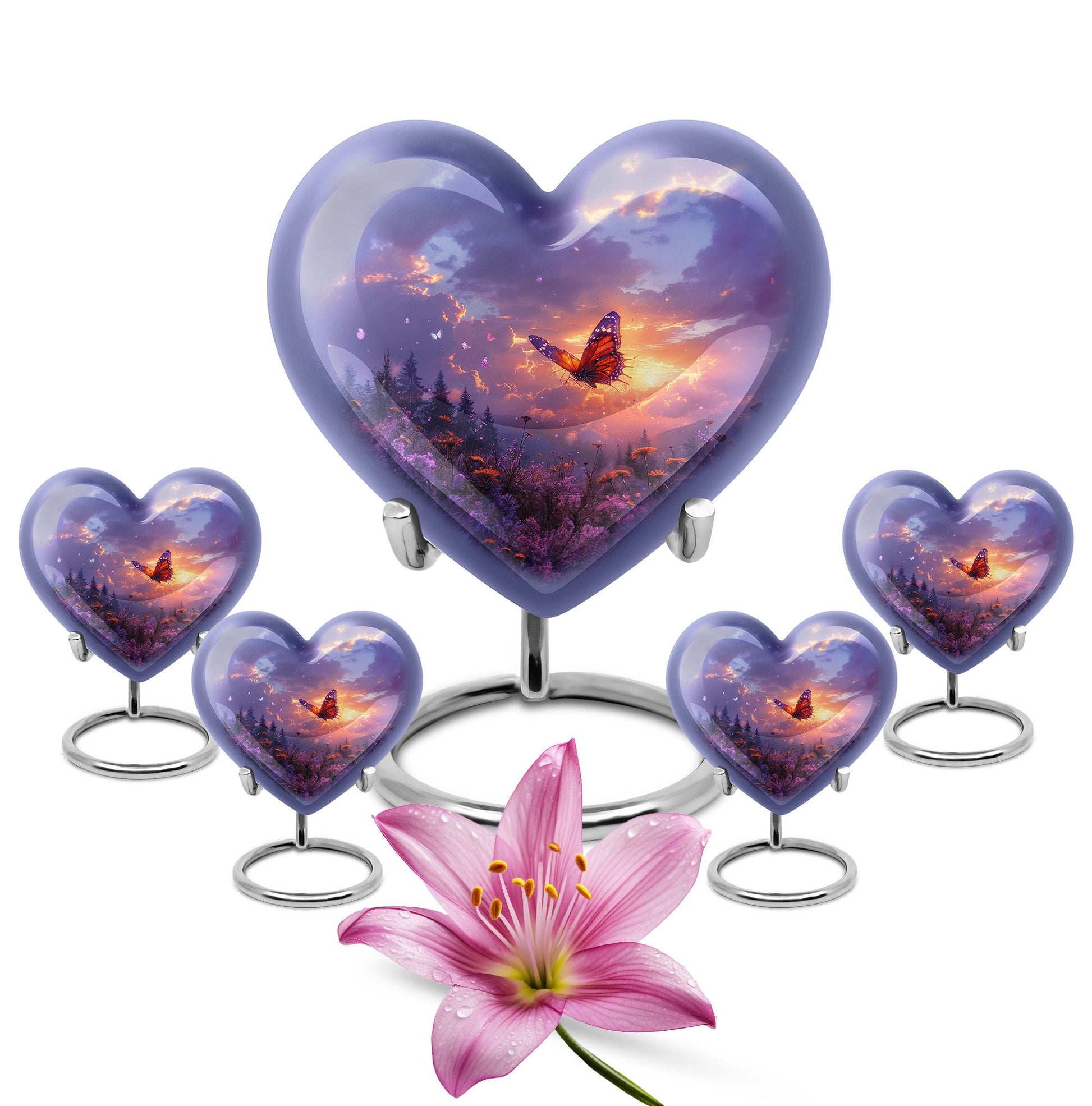 Monarch Butterfly Cremation Urn For Ashes - Purple Urns For Funeral
