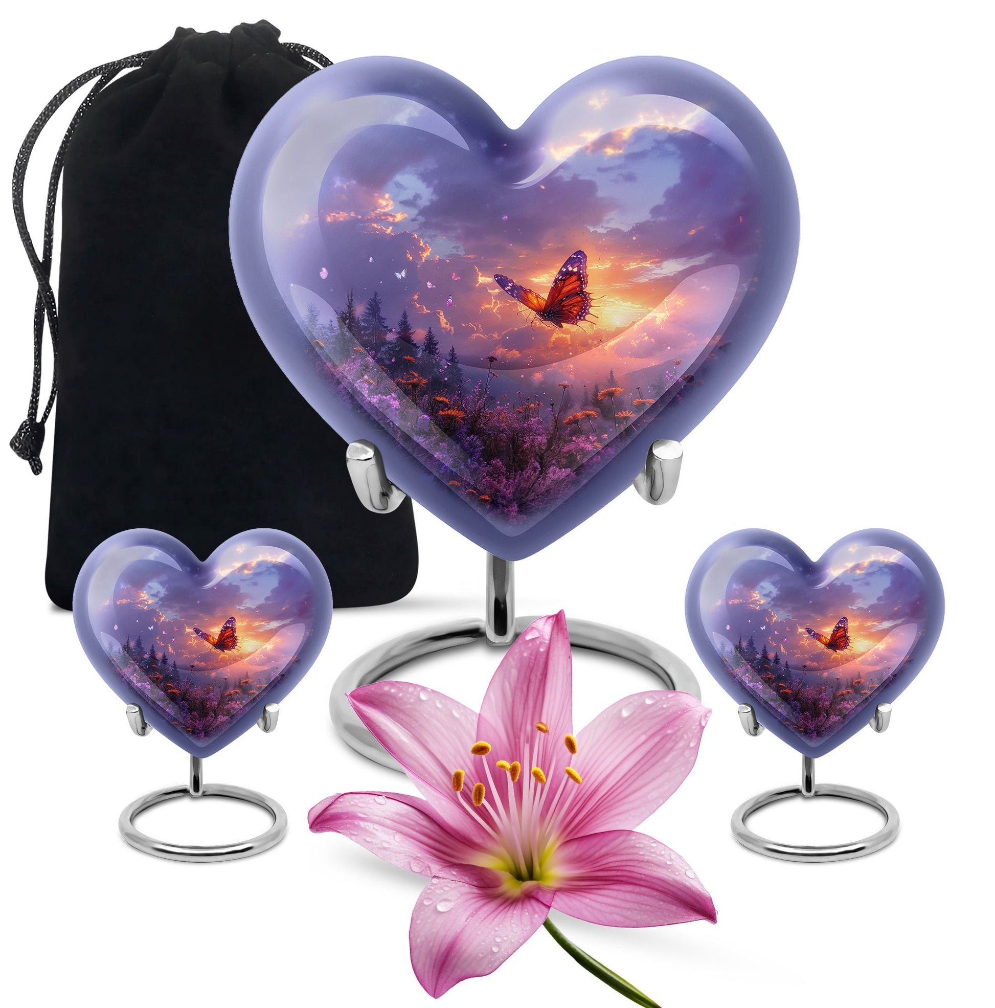 Monarch Butterfly Cremation Urn For Ashes - Purple Urns For Funeral