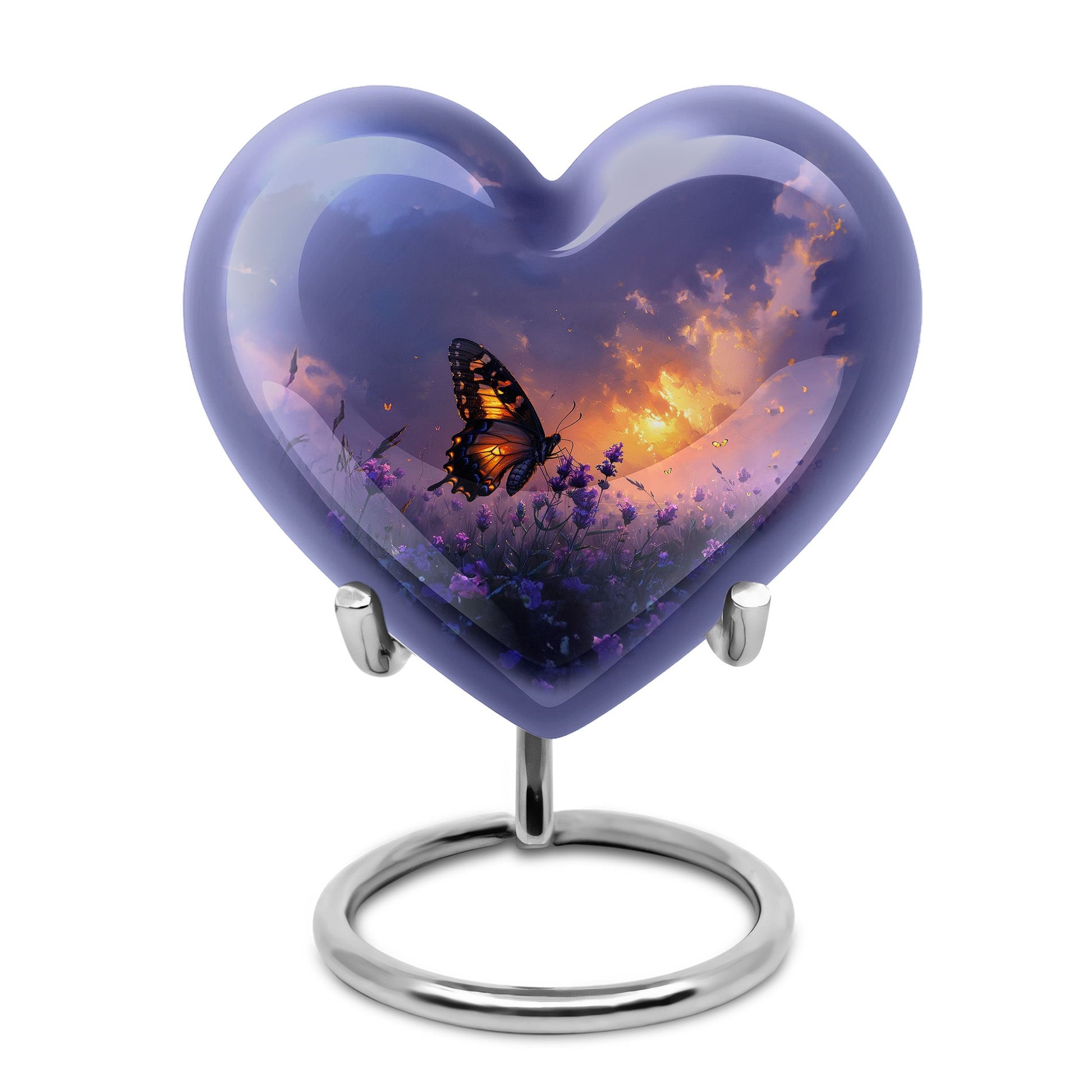 Purple Meadow Urn For Ashes - Monarch Butterfly Funeral Urn For Women