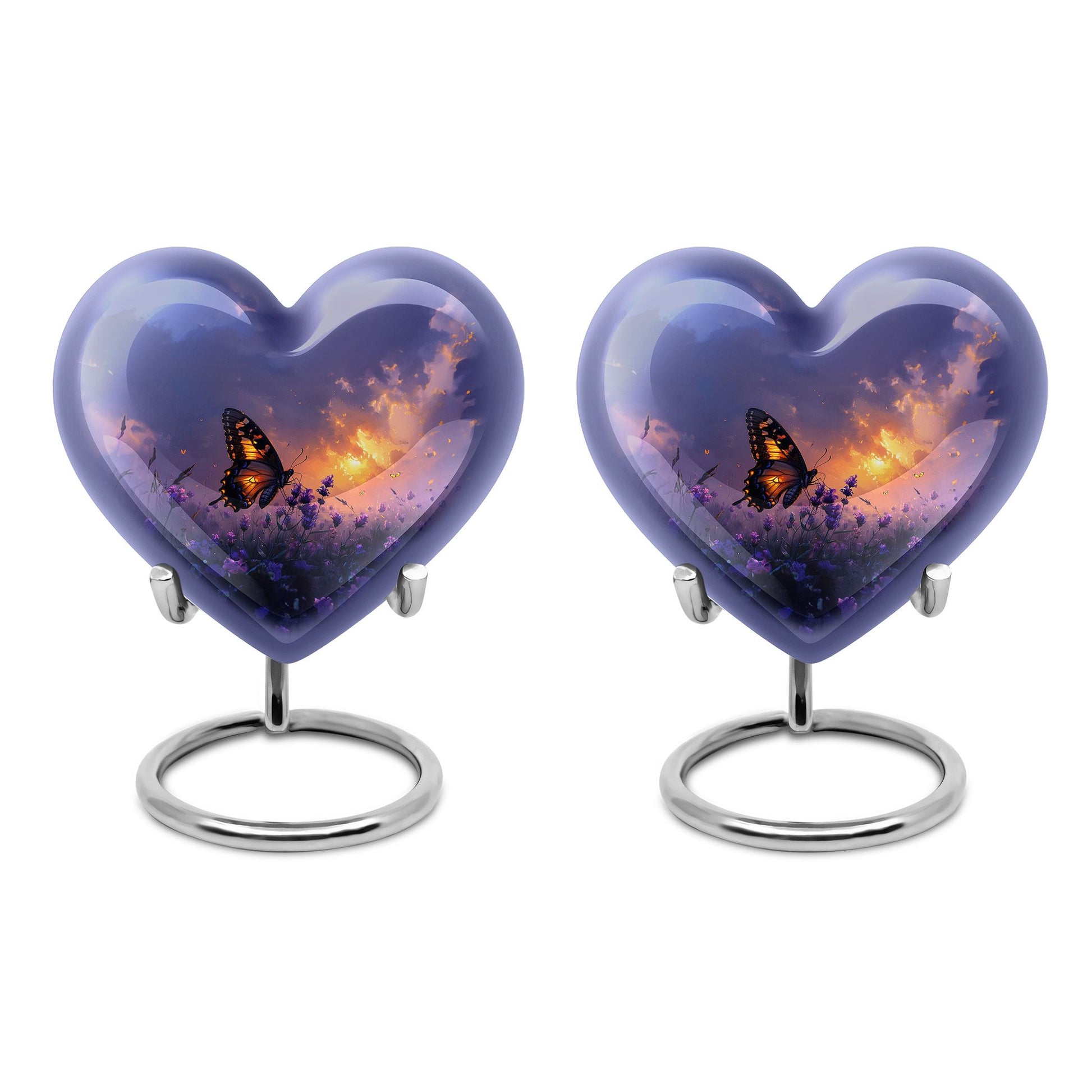 Purple Meadow Urn For Ashes - Monarch Butterfly Funeral Urn For Women