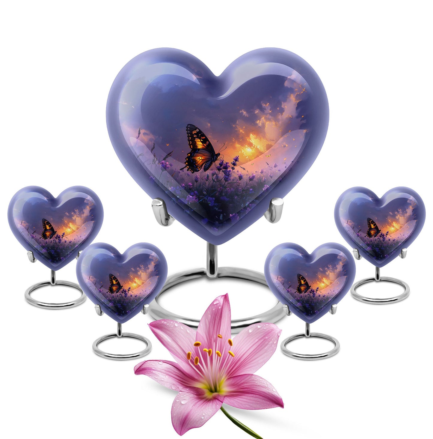 Purple Personalized Butterfly Cremation Urn for Women - 10-inch, 200 cu in - Yatskia