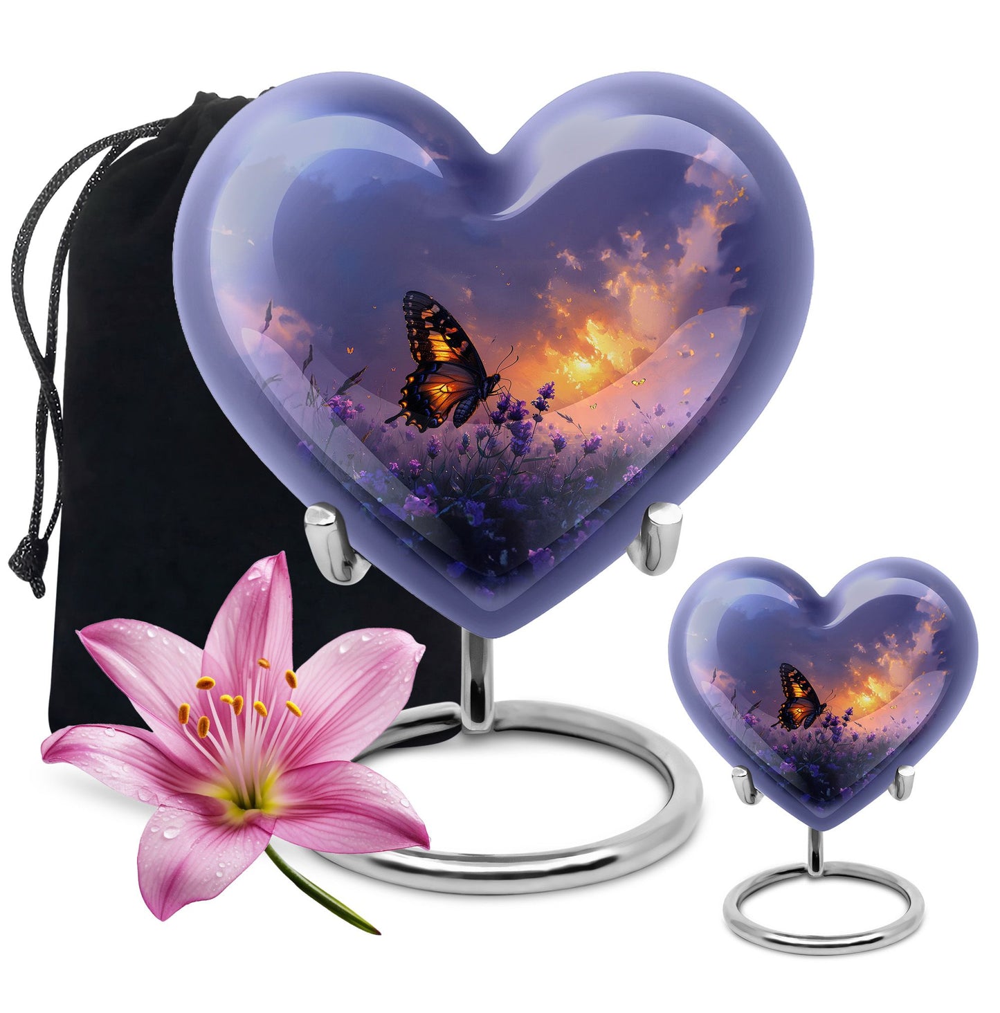 Purple Personalized Butterfly Cremation Urn for Women - 10-inch, 200 cu in - Yatskia