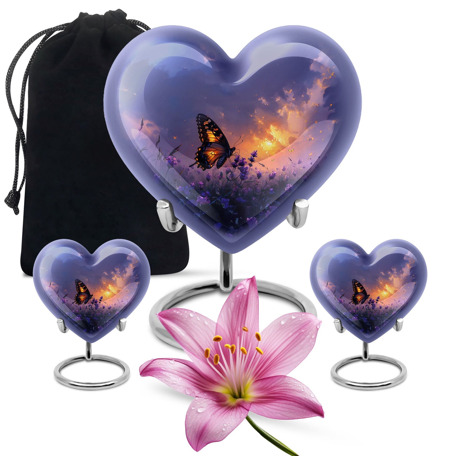 Purple Personalized Butterfly Cremation Urn for Women - 10-inch, 200 cu in - Yatskia