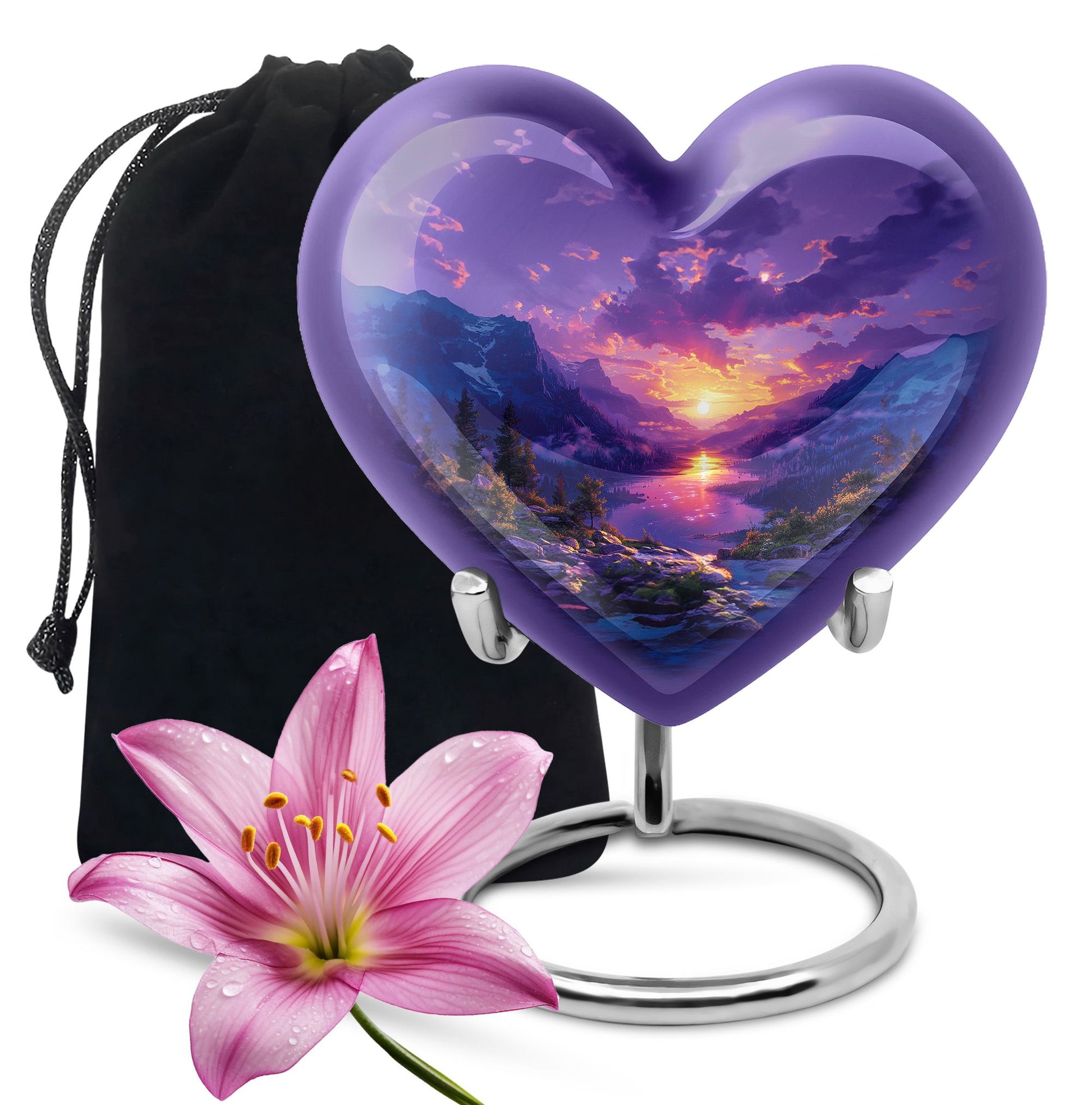 Purple Meadow Urn For Human Ashes Large - Mountain Valley Urn For Funeral