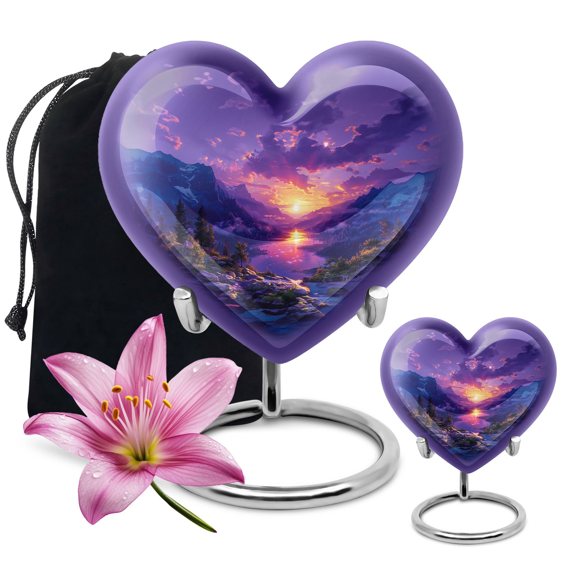 Purple Meadow Urn For Human Ashes Large - Mountain Valley Urn For Funeral