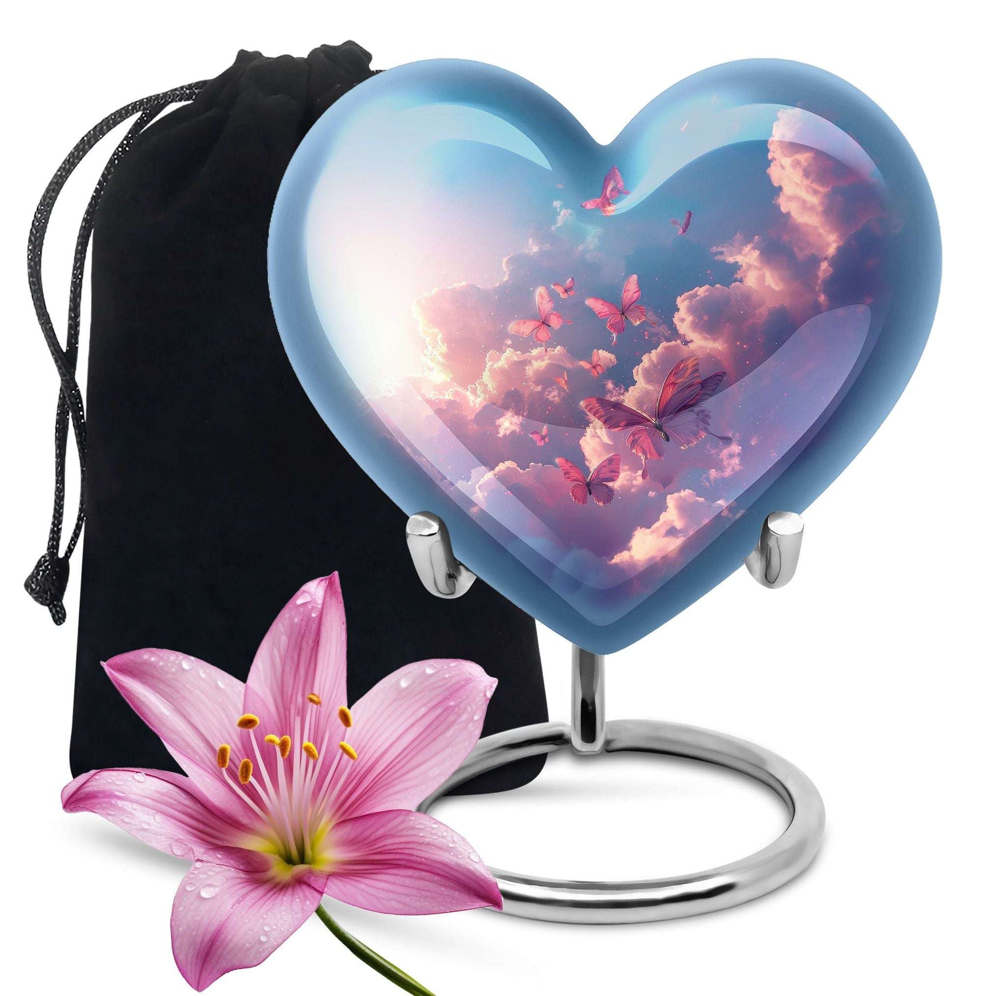 Pink Butterfly Cremation Urn For Ashes – Pink funeral Urns For Mom