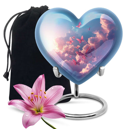 Pink Butterfly Cremation Urn For Ashes – Pink funeral Urns For Mom