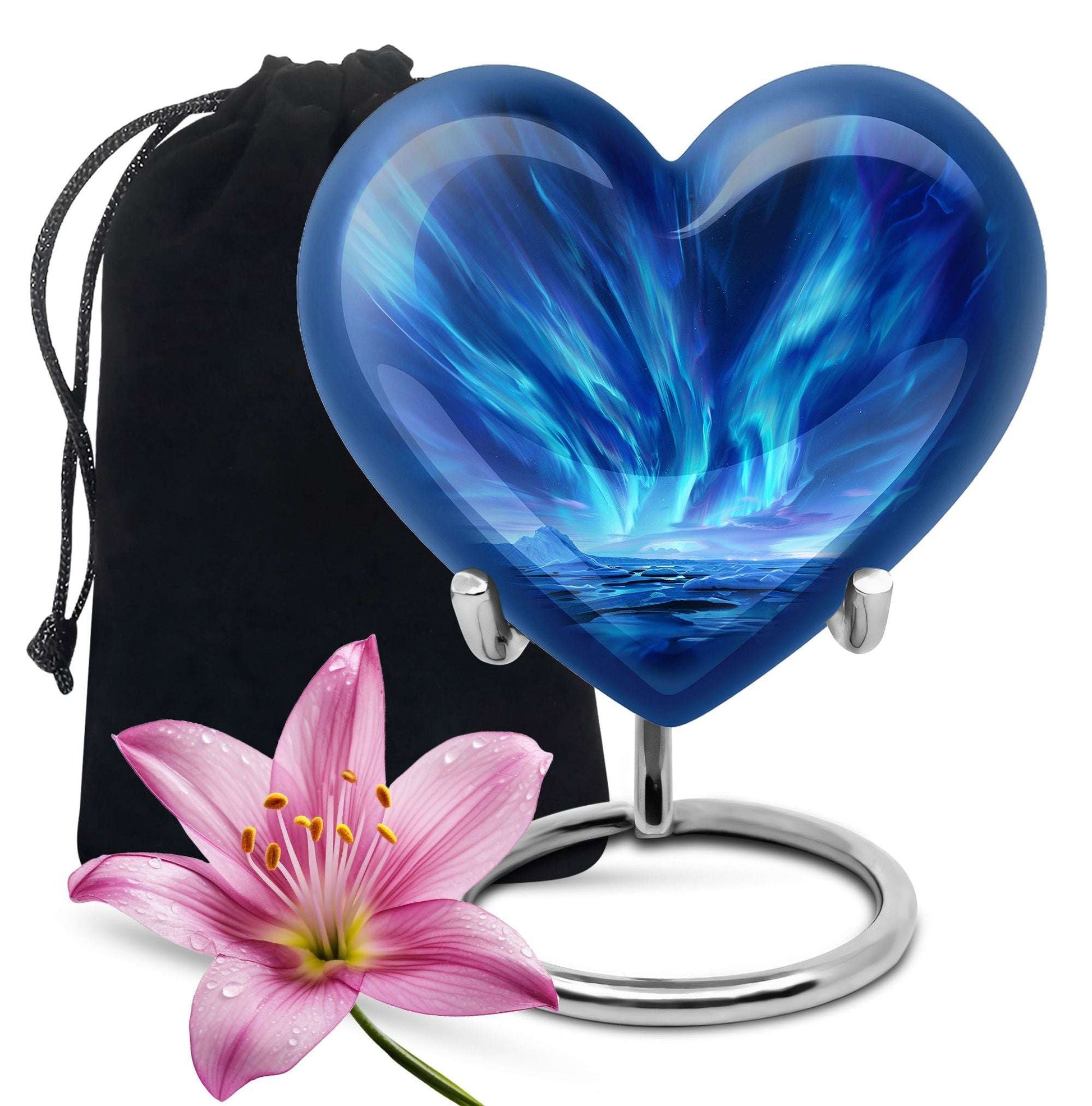 Blue Aurora Cremation Urn – Arctic Sky Cremation Ashes Urns Combo