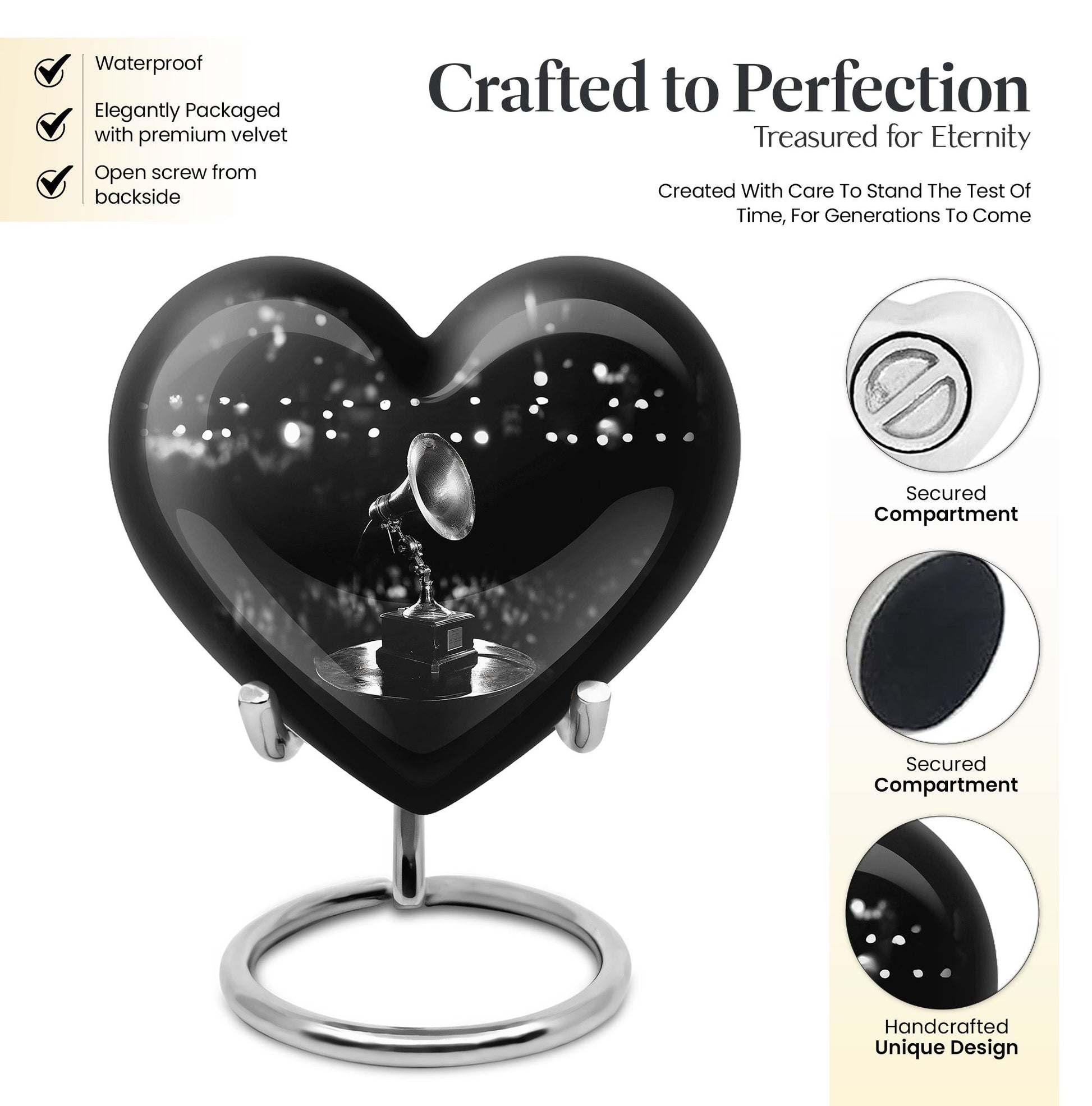10-inch Gramophone Urn, classic memorial medium urn 